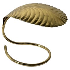 Vintage Mid Century Italienisch Messing Blatt Tischlampe Stil von Tommasso Barbi 1970er Jahre