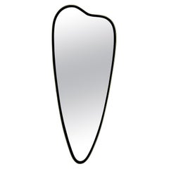 Vintage Mid Century Italian Brass Palette Shaped Wall Mirror with Black Border Vintage Mid Century Italian Brass Palette Shaped Wall Mirror with Black Border