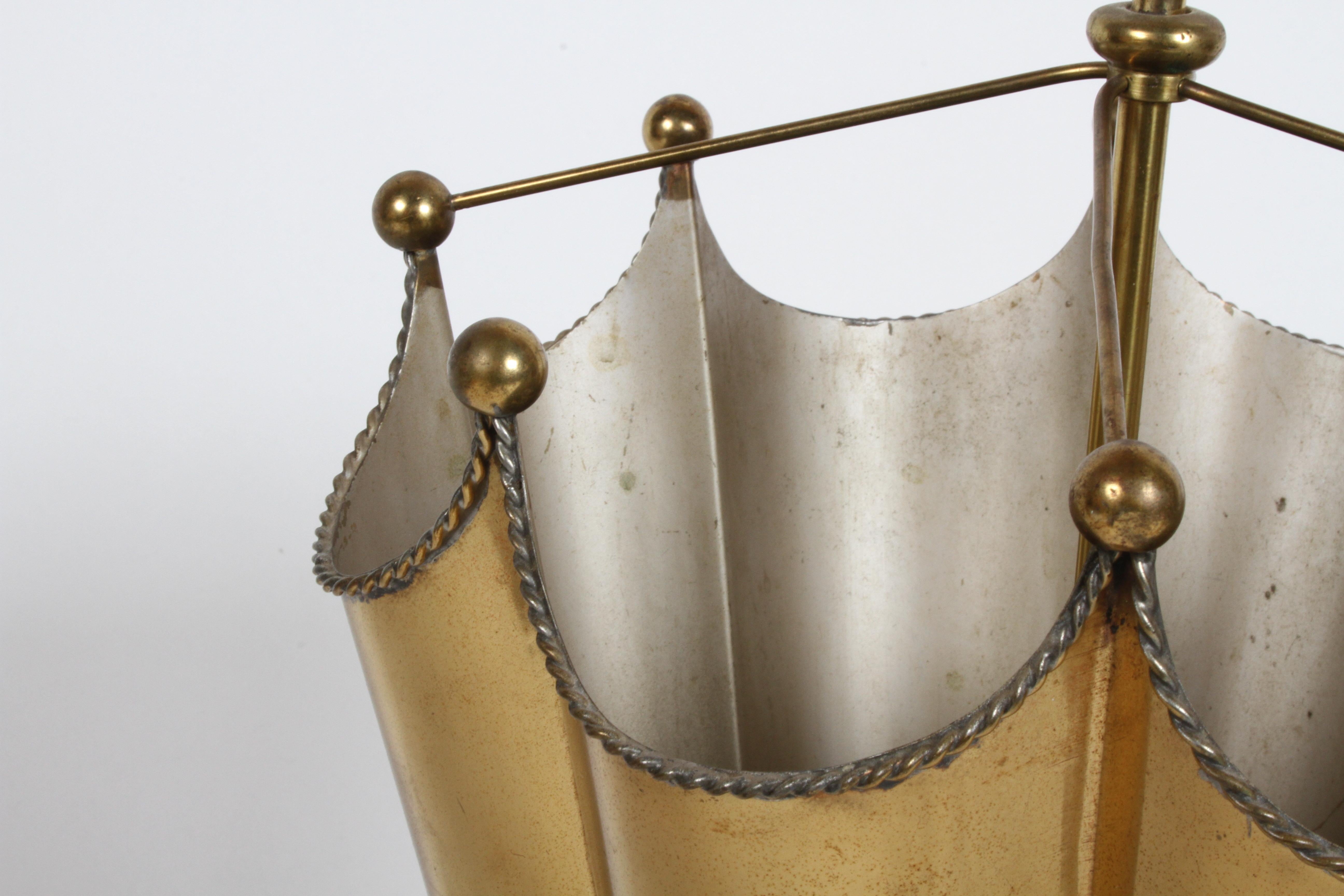 Hollywood Regency Vintage Mid-Century Italian Brass Umbrella Form Umbrella Stand