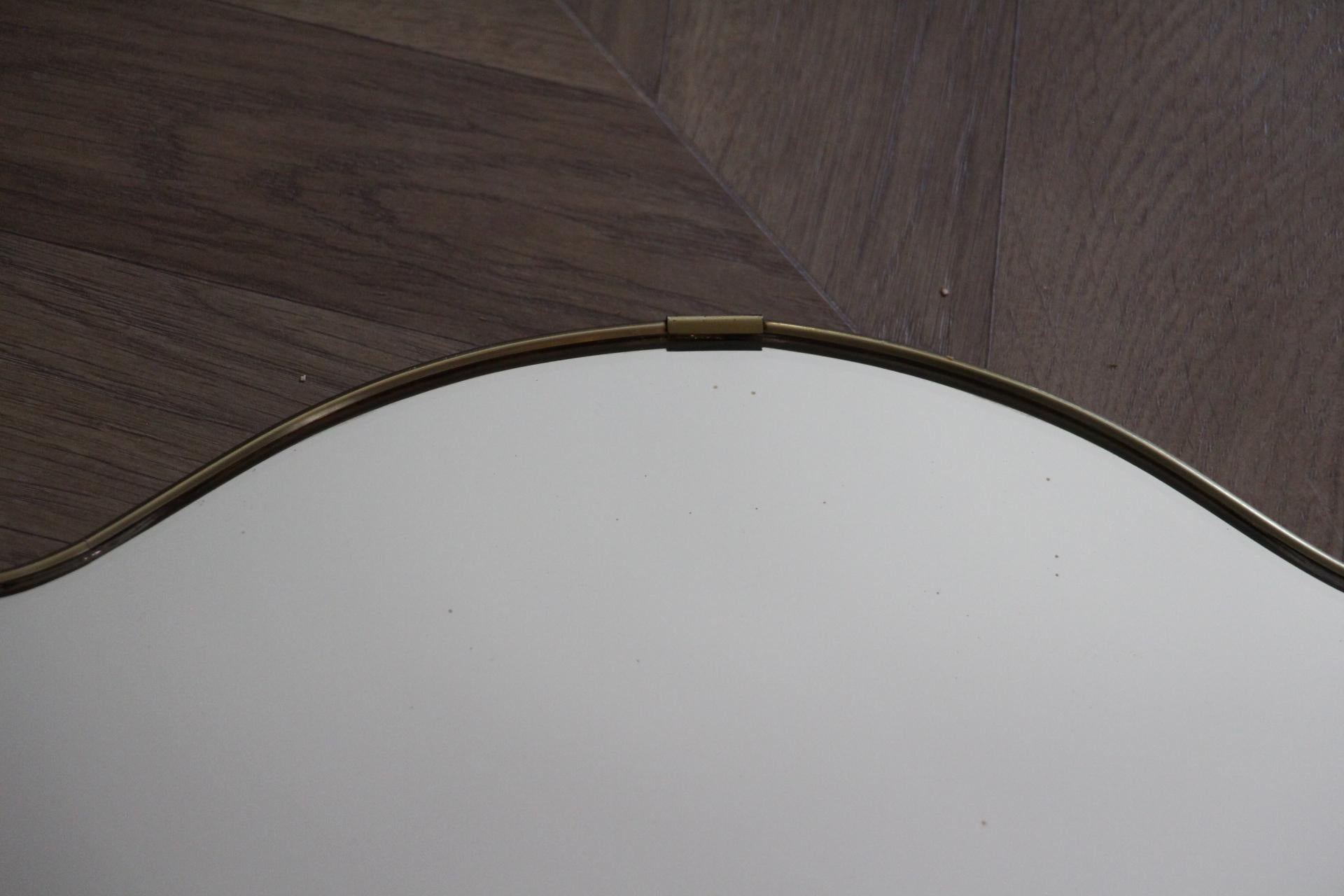 Vintage Mid Century Italian Brass Wall Mirror For Sale 5