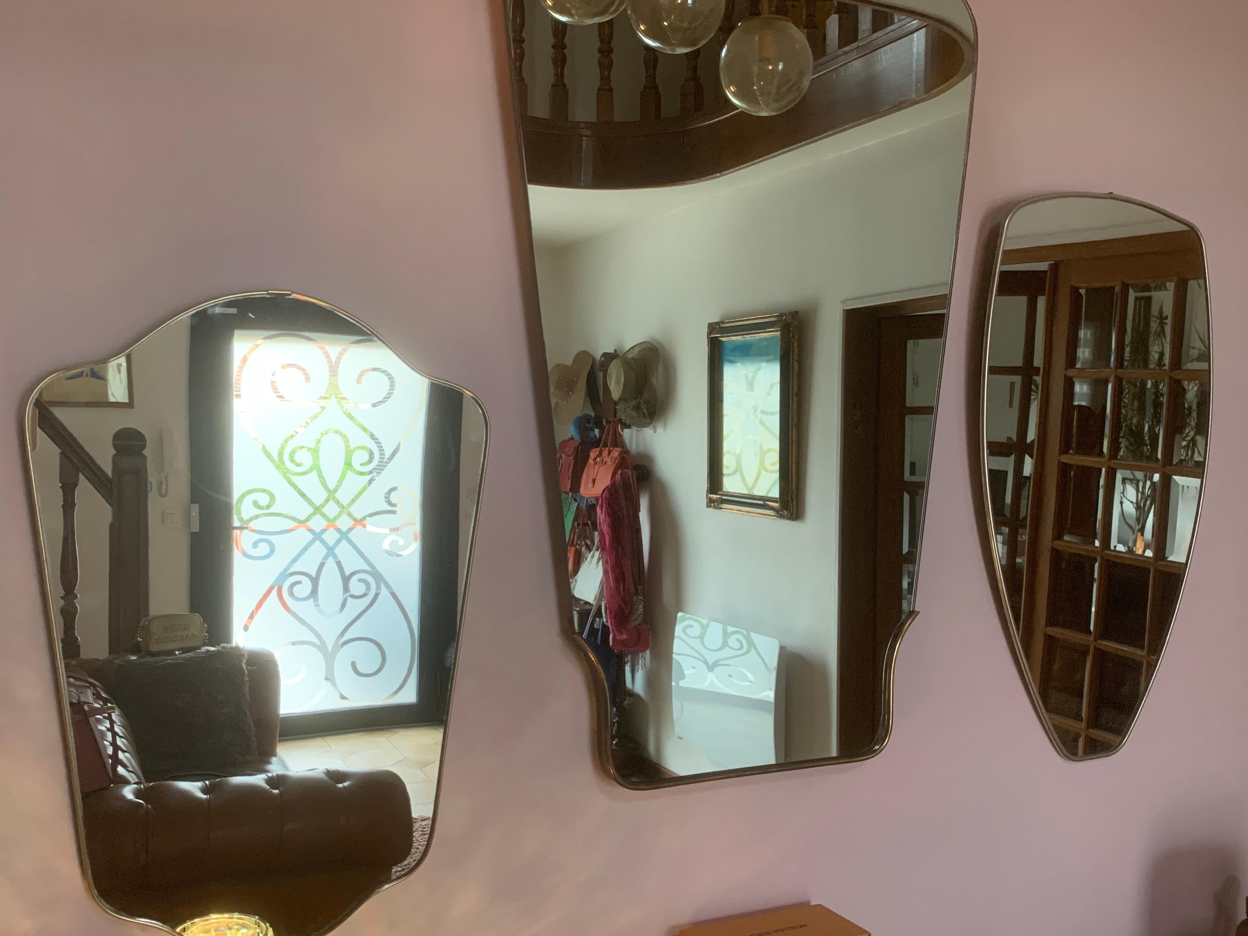 Vintage Mid Century Italian Brass Wall Mirror 8