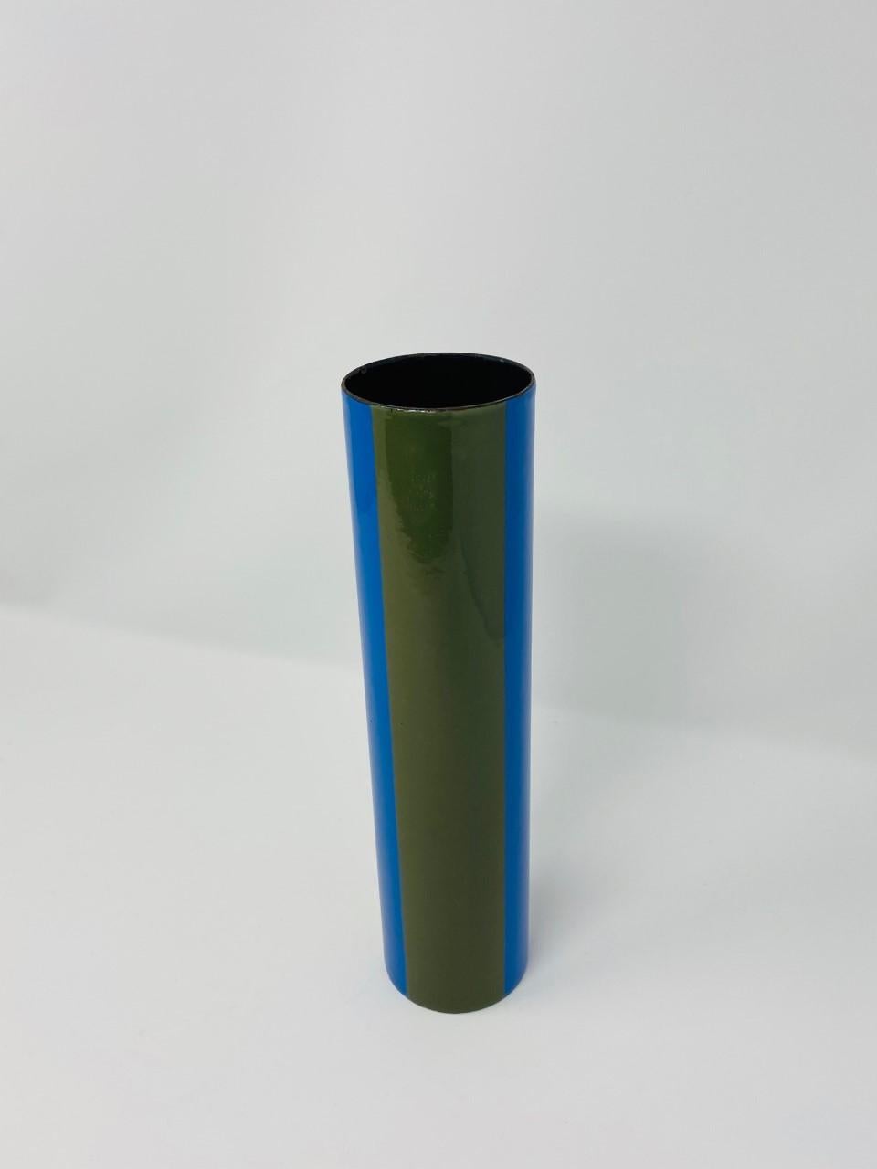 Steel Vintage Midcentury Italian Enamel Vase by Vallenti