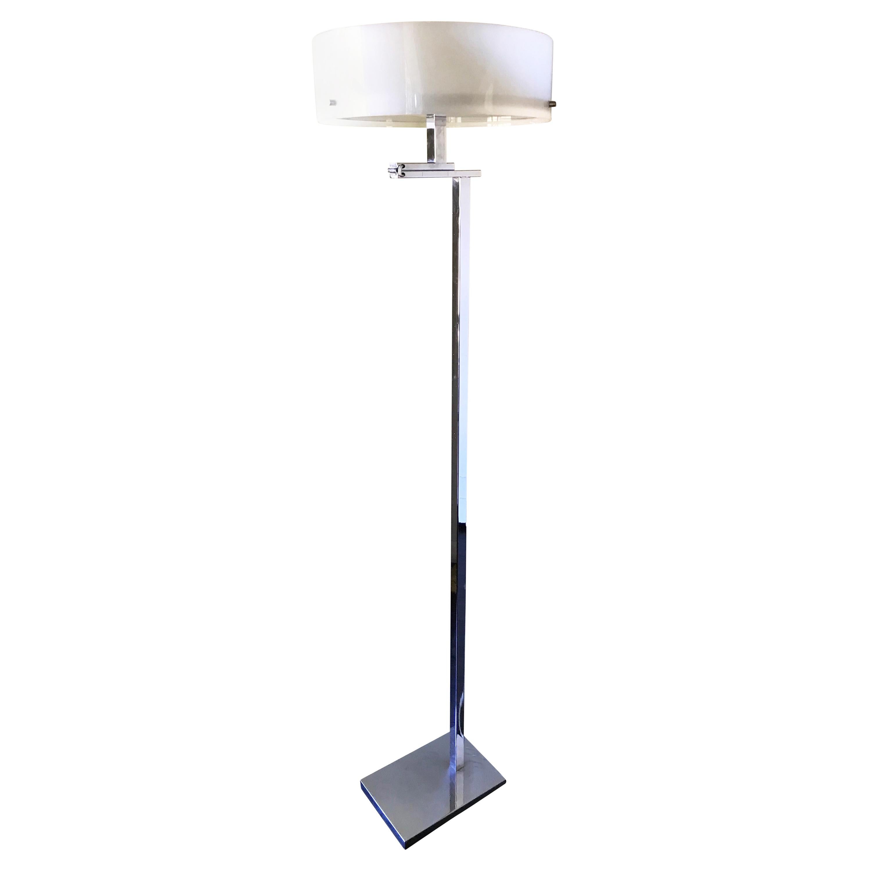 Vintage Kurt Versen Style Mid Century Flip Top Convertible Chrome Floor Lamp For Sale