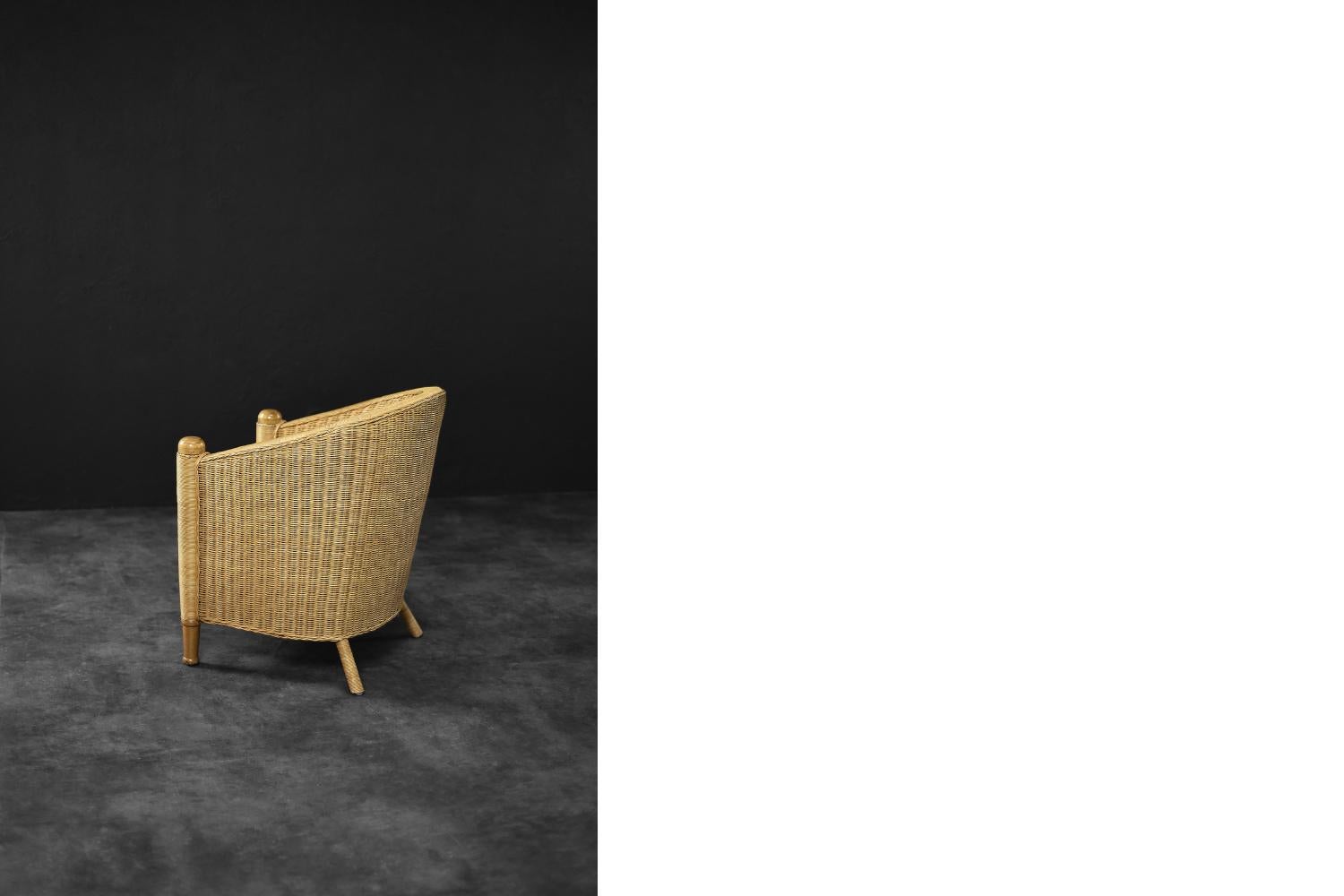 Chaise en rotin Boho moderne italienne vintage du milieu du siècle, 1970 en vente 5