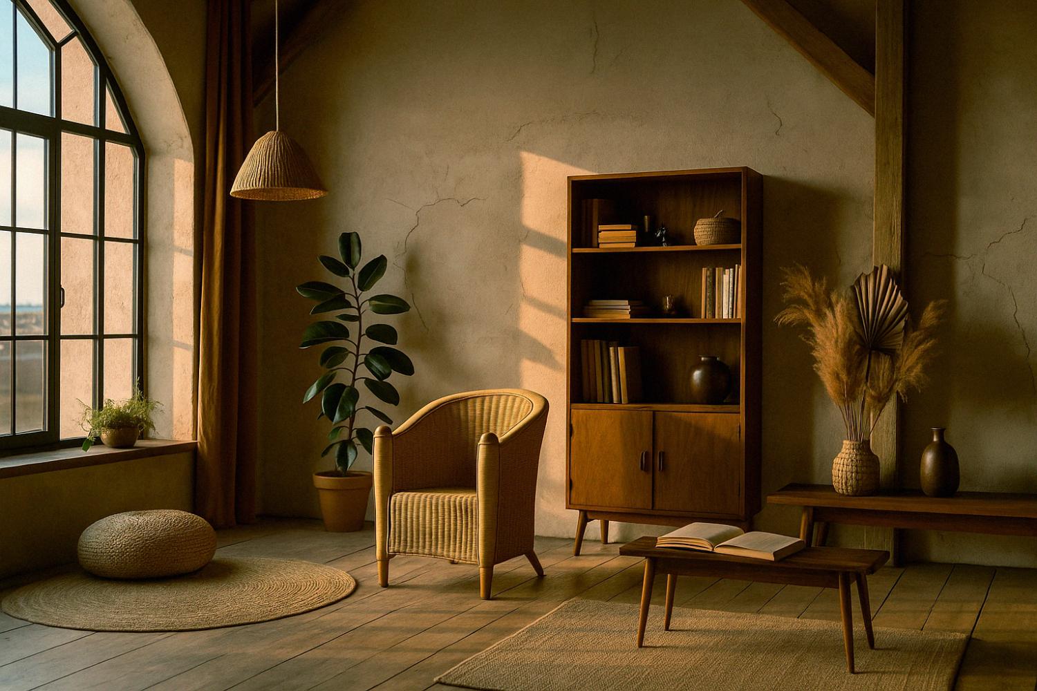 Chaise en rotin Boho moderne italienne vintage du milieu du siècle, 1970 en vente 10