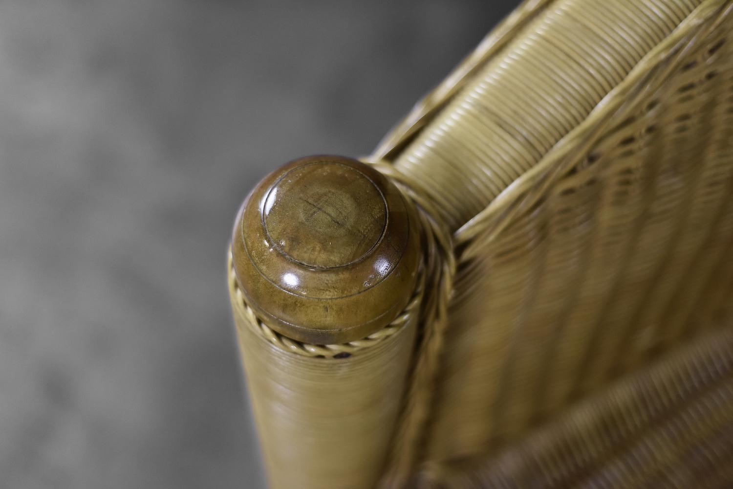 Chaise en rotin Boho moderne italienne vintage du milieu du siècle, 1970 en vente 1