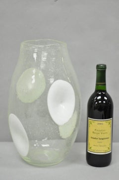 Vintage Mid Century Italian Modern Pulegoso Bubble Glass White Dimple 14" Vase