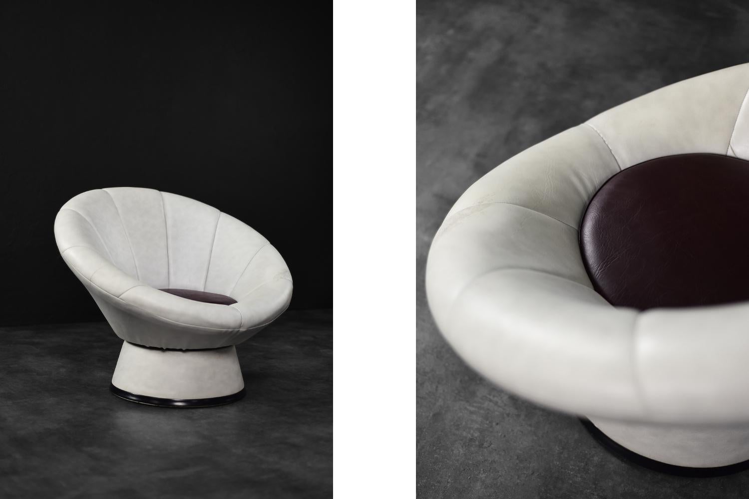 Vintage Mitte des Jahrhunderts Italienische Modern Modern Age Space Age Blumendrehstuhl, 1970er Jahre im Zustand „Gut“ im Angebot in Warszawa, Mazowieckie