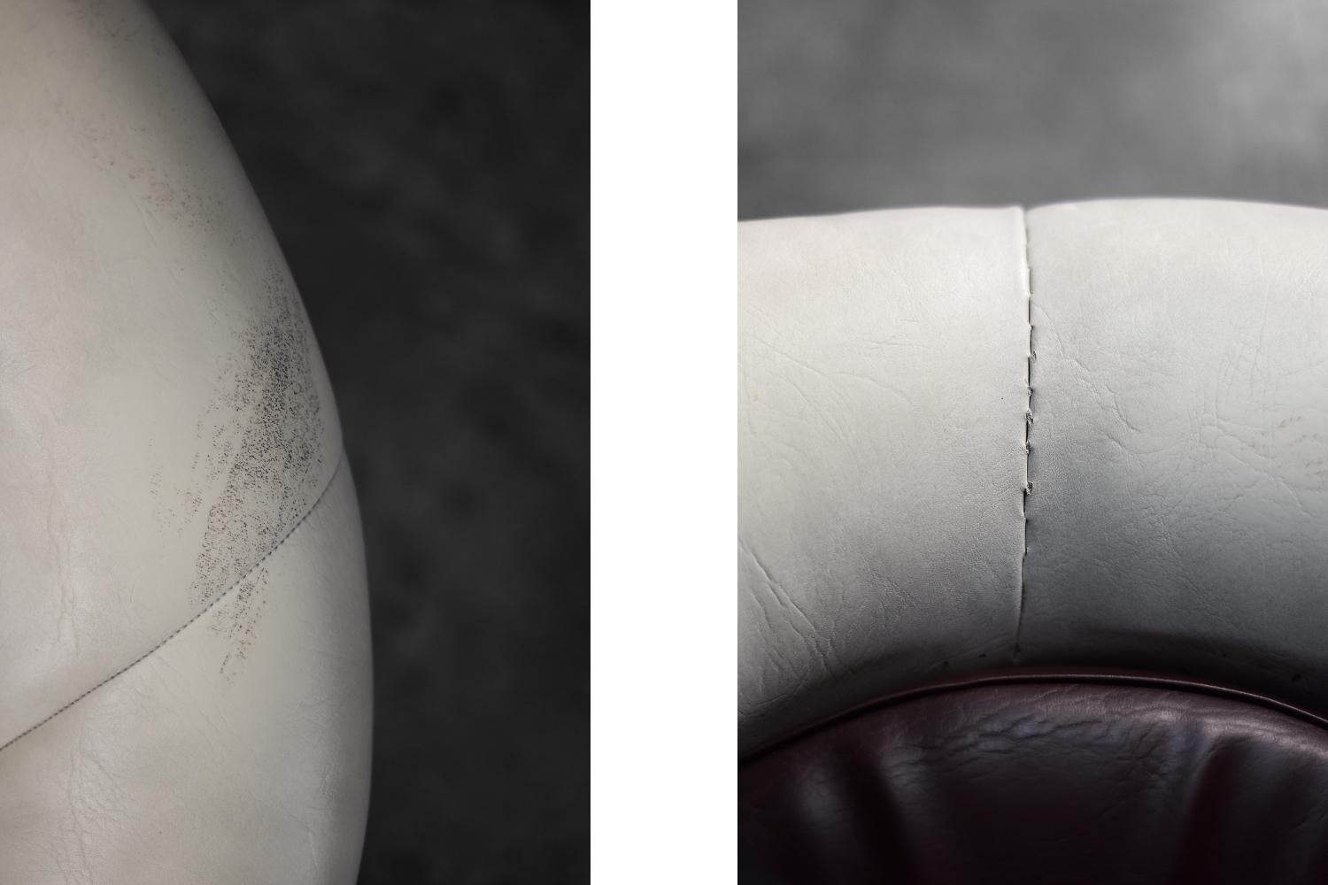 Vintage Mitte des Jahrhunderts Italienische Modern Modern Age Space Age Blumendrehstuhl, 1970er Jahre (Kunstleder) im Angebot