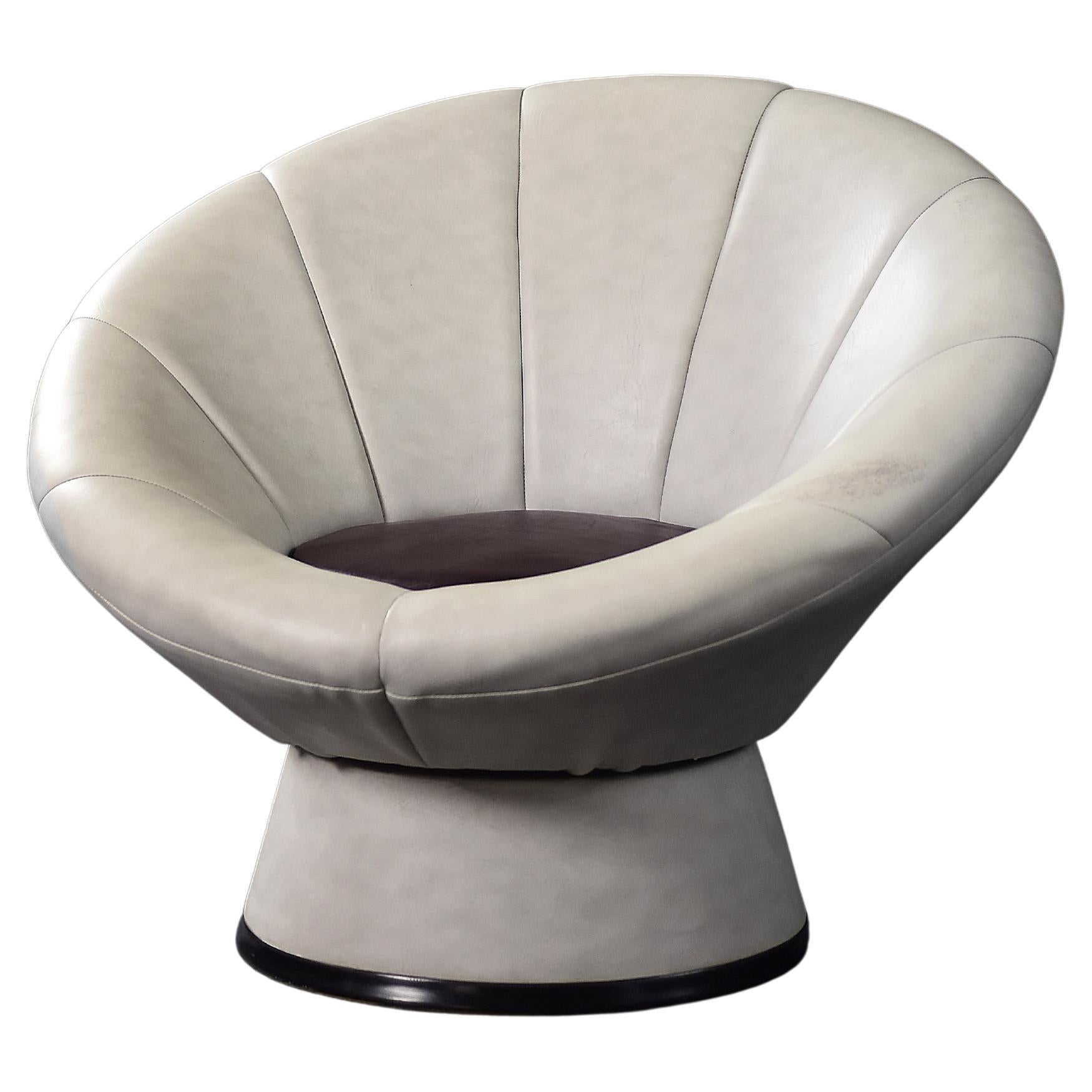 Vintage Mid-Century Italian Modern Space Age Swivel Flower Chair, 1970