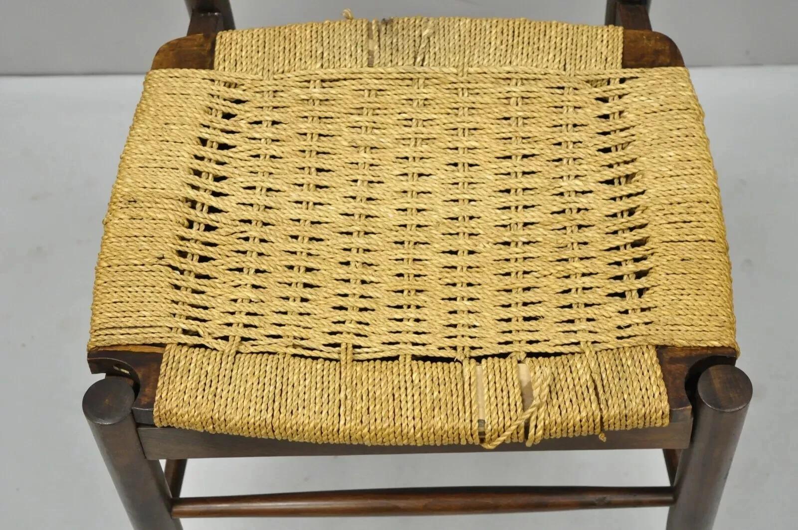 20th Century Vintage Mid Century Italian Modern Wood & Rope Clothing Valet Butlers Chair For Sale