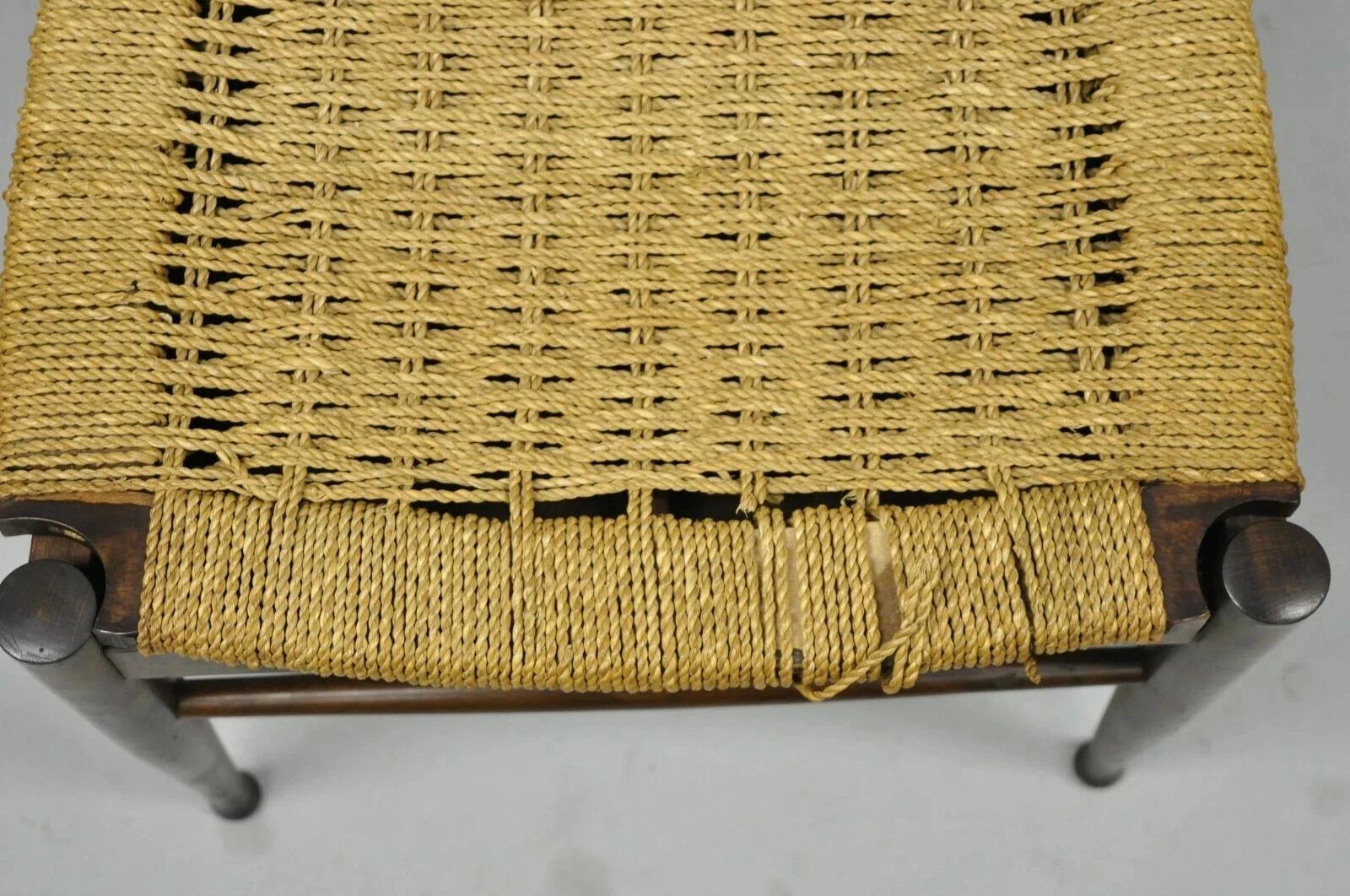 Vintage Mid Century Italian Modern Wood & Rope Clothing Valet Butlers Chair For Sale 1