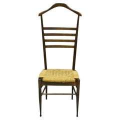 Vintage Mid Century Italian Modern Wood & Rope Clothing Valet Butlers Chair
