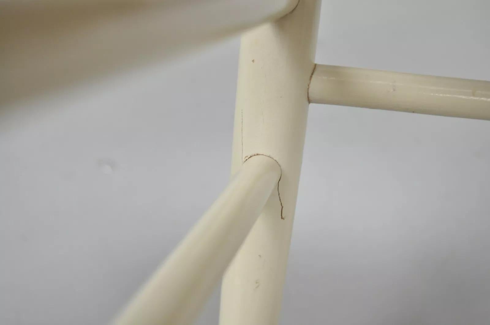 Vintage Mid Century Italian Modern Woven Rope White Gio Ponti Style Side Chair in vendita 1