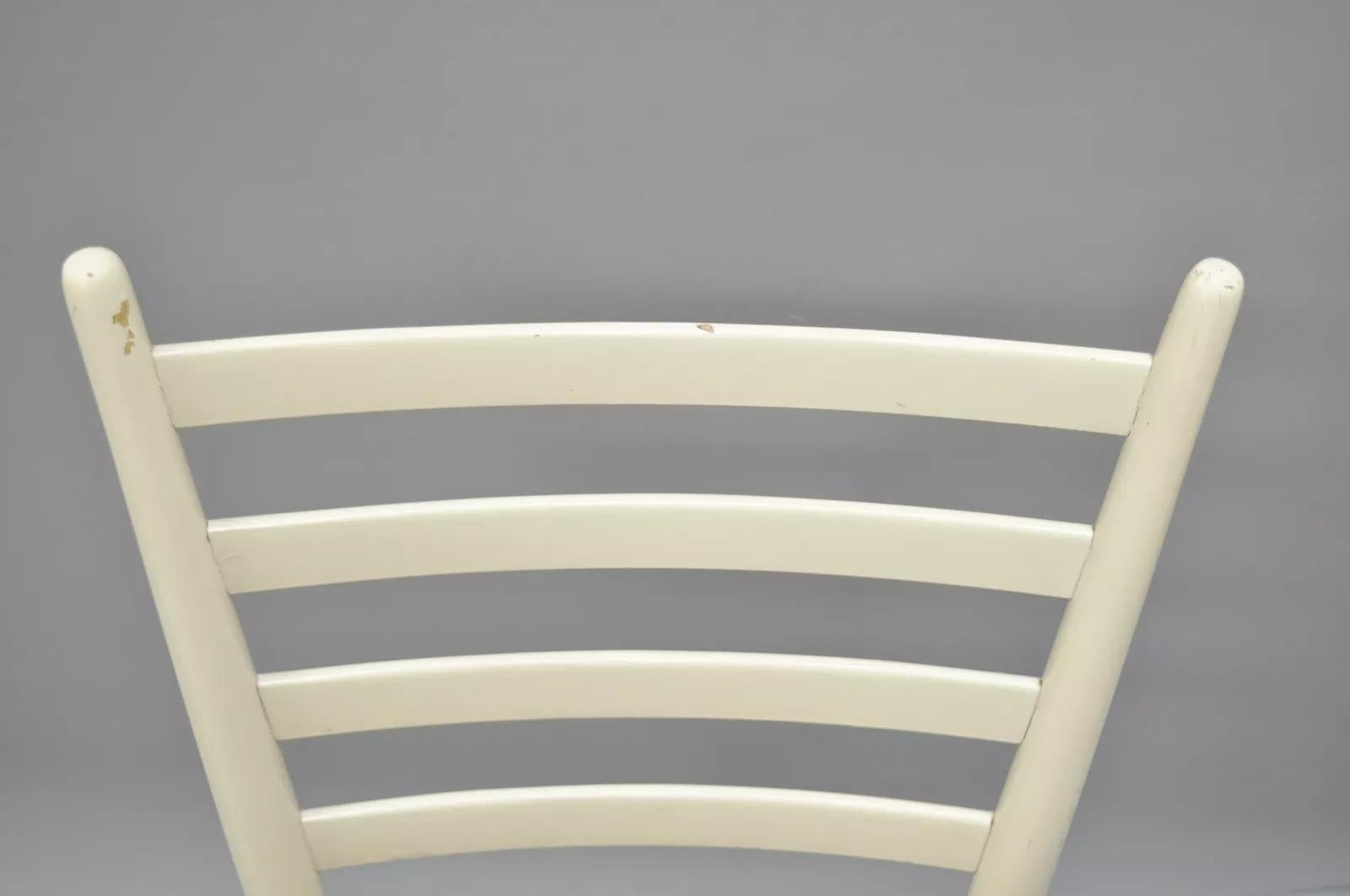 Vintage Mid Century Italian Modern Woven Rope White Gio Ponti Style Side Chair in vendita 2