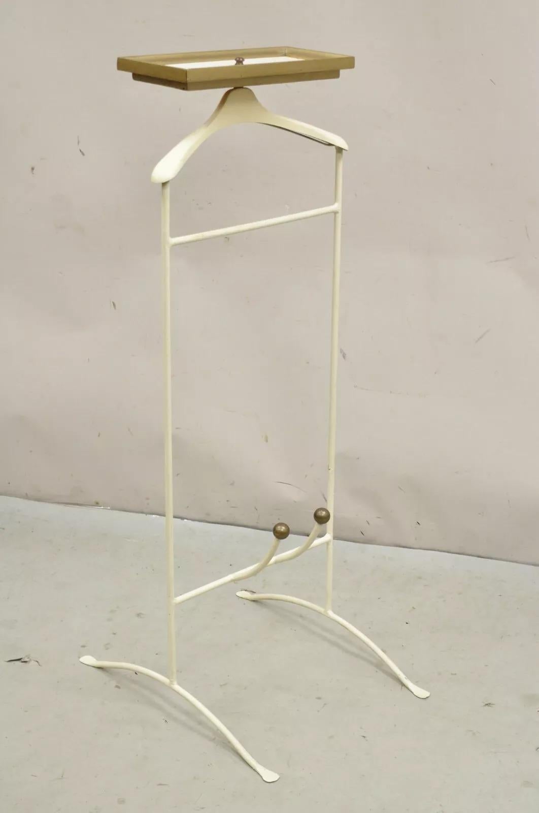 Valet de chambre Vintage Mid Century Italian Modern Wrought Iron & Brass Clothing Valet en vente 5