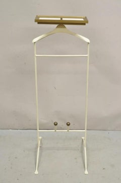 Vintage Mid Century Italian Modern Wrought Iron & Brass Clothing Valet