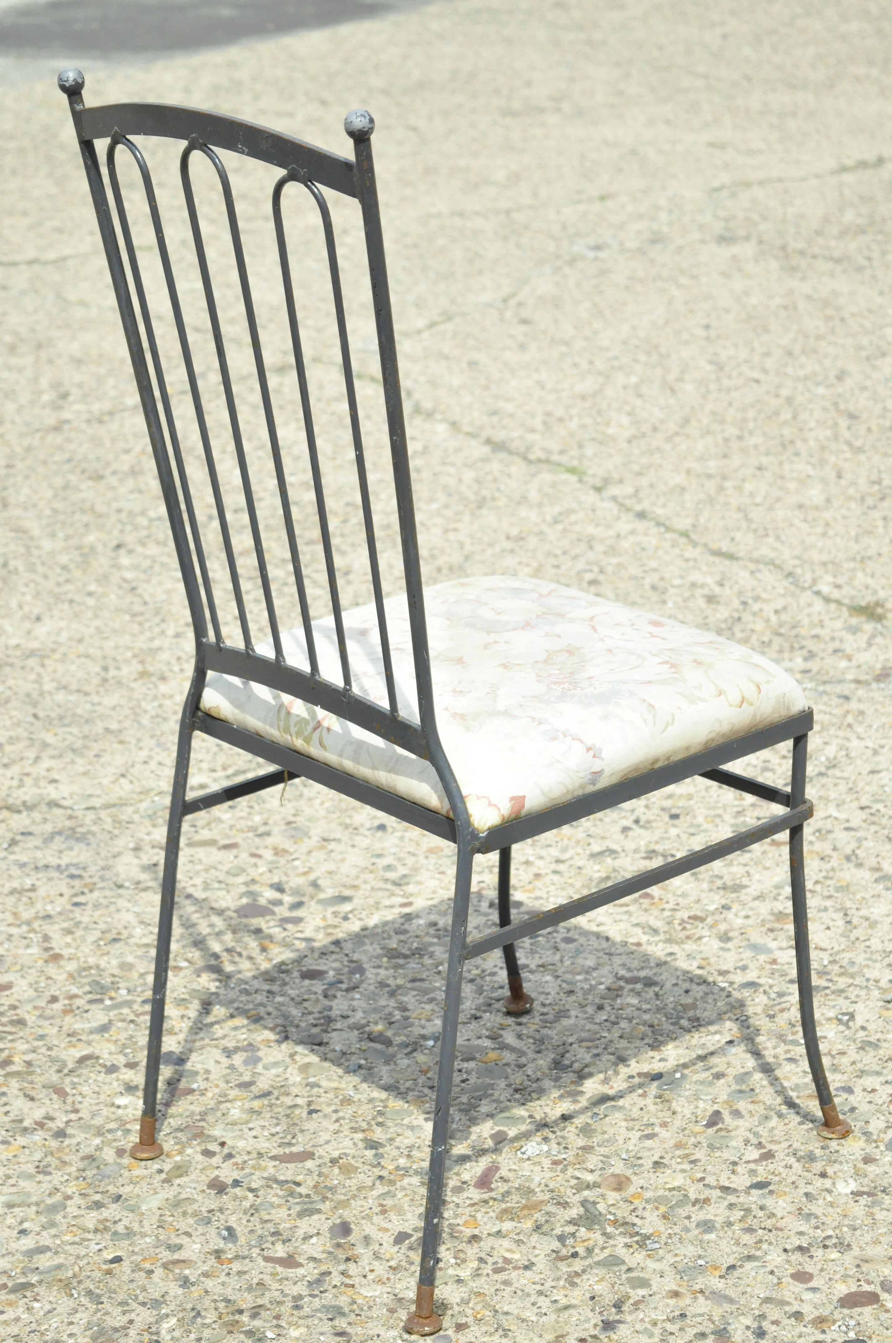 Vintage Mid Century Italian Modern Wrought Iron Patio Dining Chairs - Set of 4 4