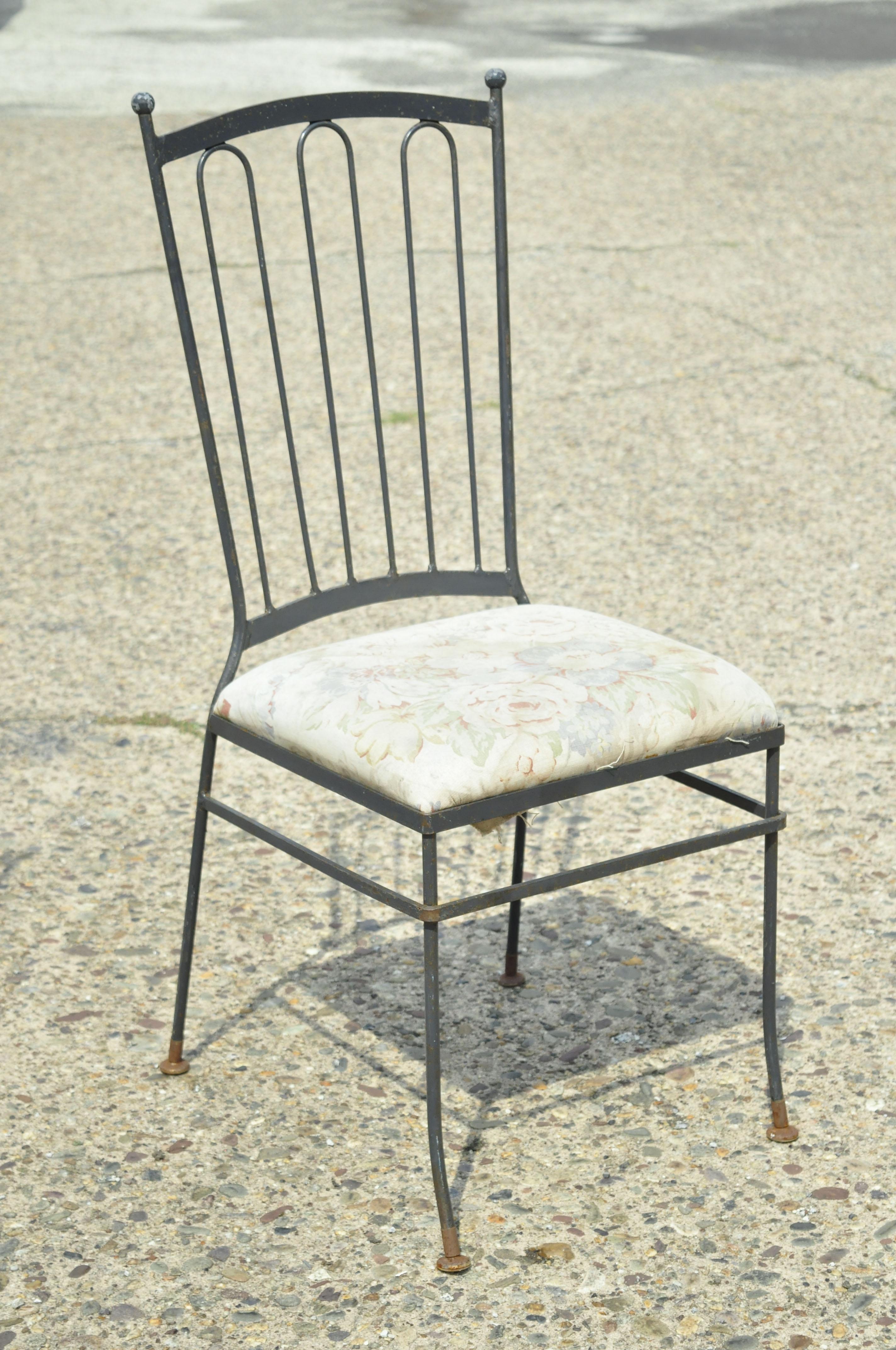 Vintage Mid Century Italian Modern Wrought Iron Patio Dining Chairs - Set of 4 6