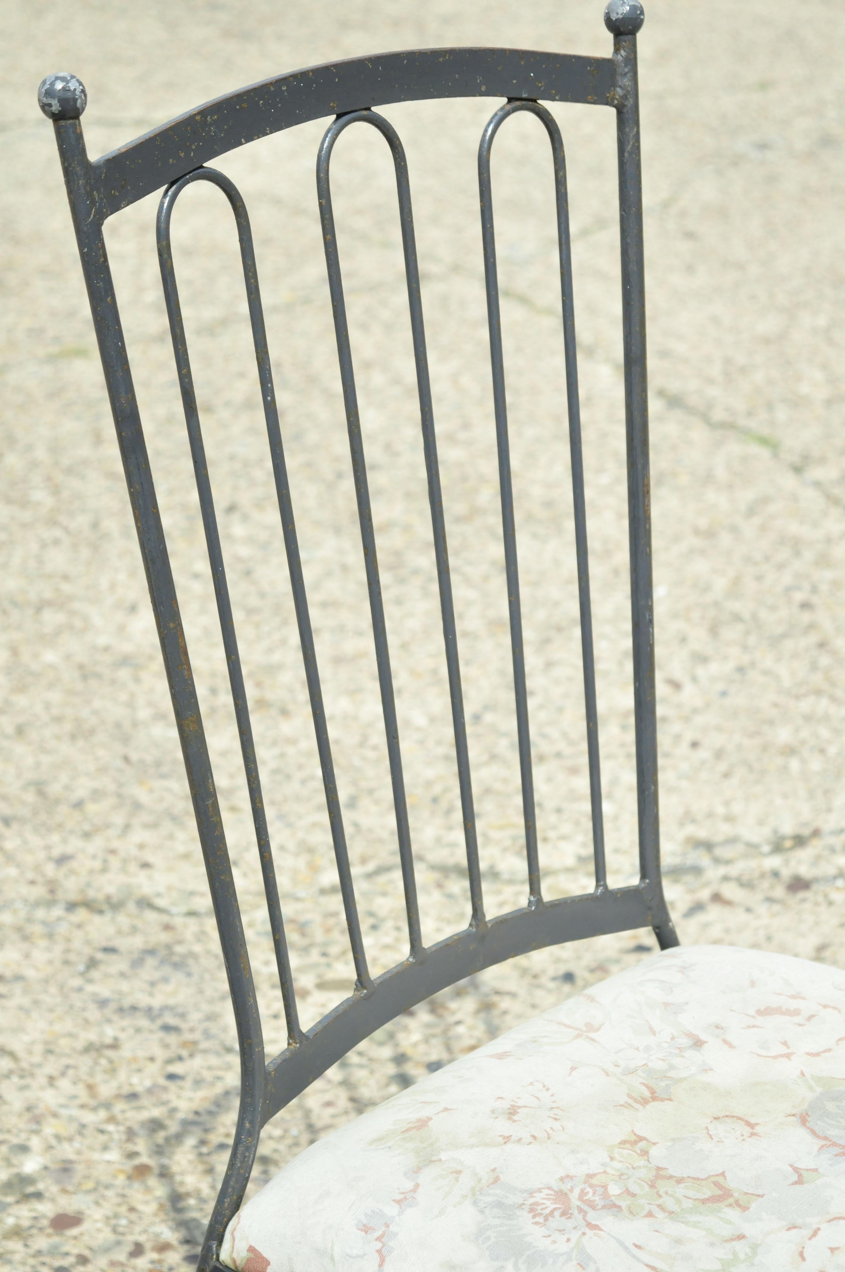 20th Century Vintage Mid Century Italian Modern Wrought Iron Patio Dining Chairs - Set of 4
