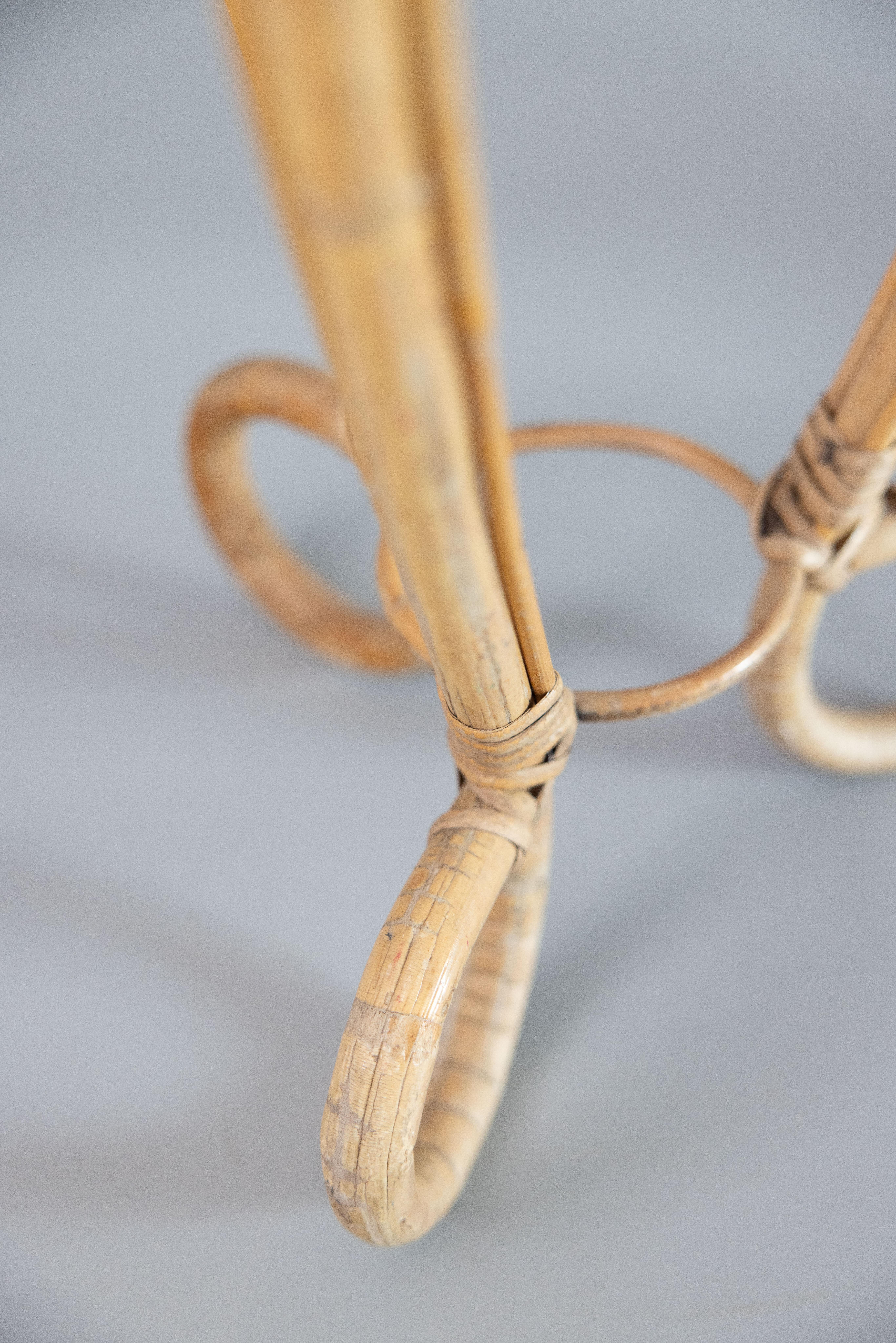 Vintage Mid-Century Italian Pencil Reed Bamboo Plant Stand In Good Condition In Pearland, TX