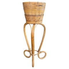 Vintage Mid-Century Italian Pencil Reed Bamboo Plant Stand