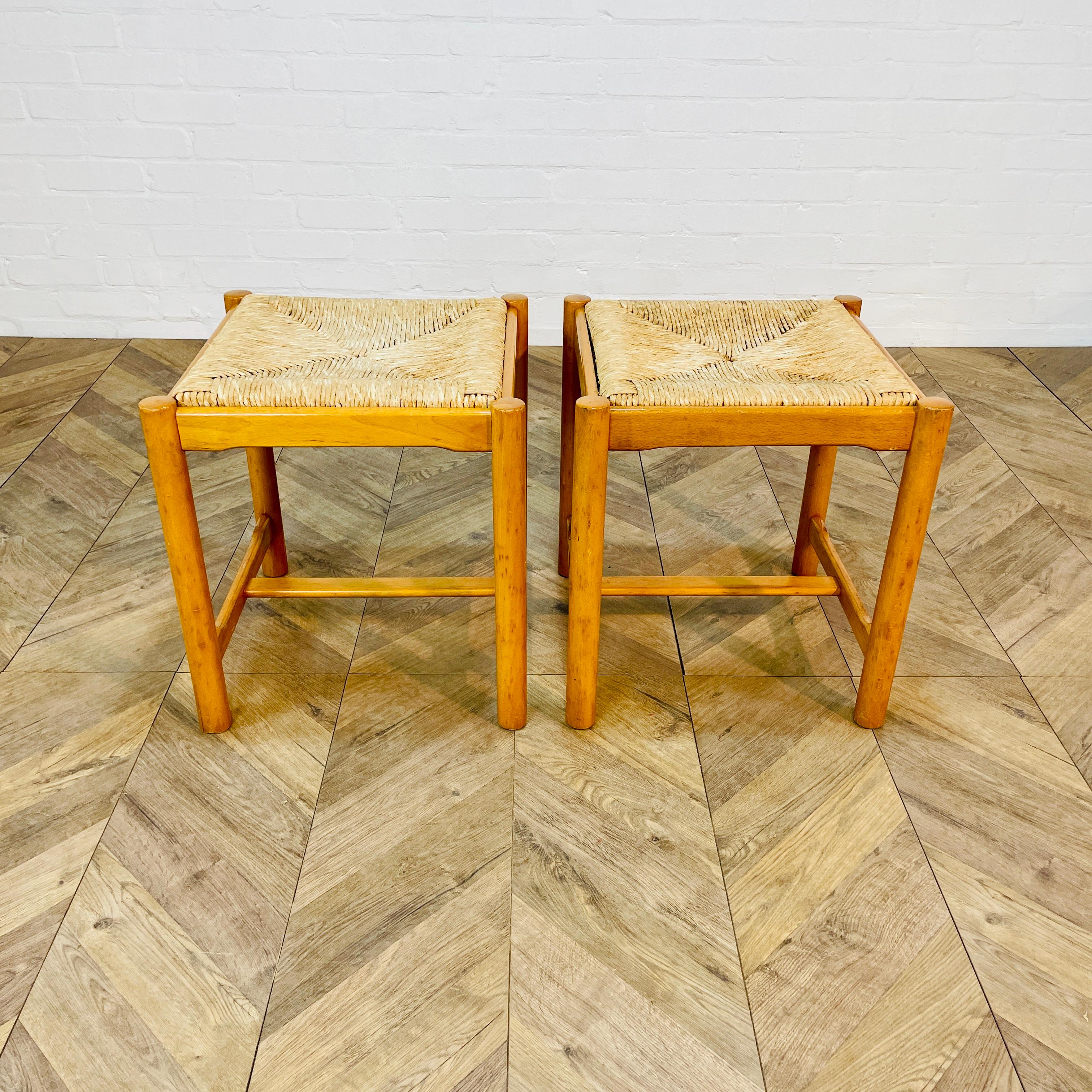 Vintage Mid Century Italian Stools, After Vico Magistretti, Set of 2, circa 1970 In Good Condition For Sale In Ely, GB