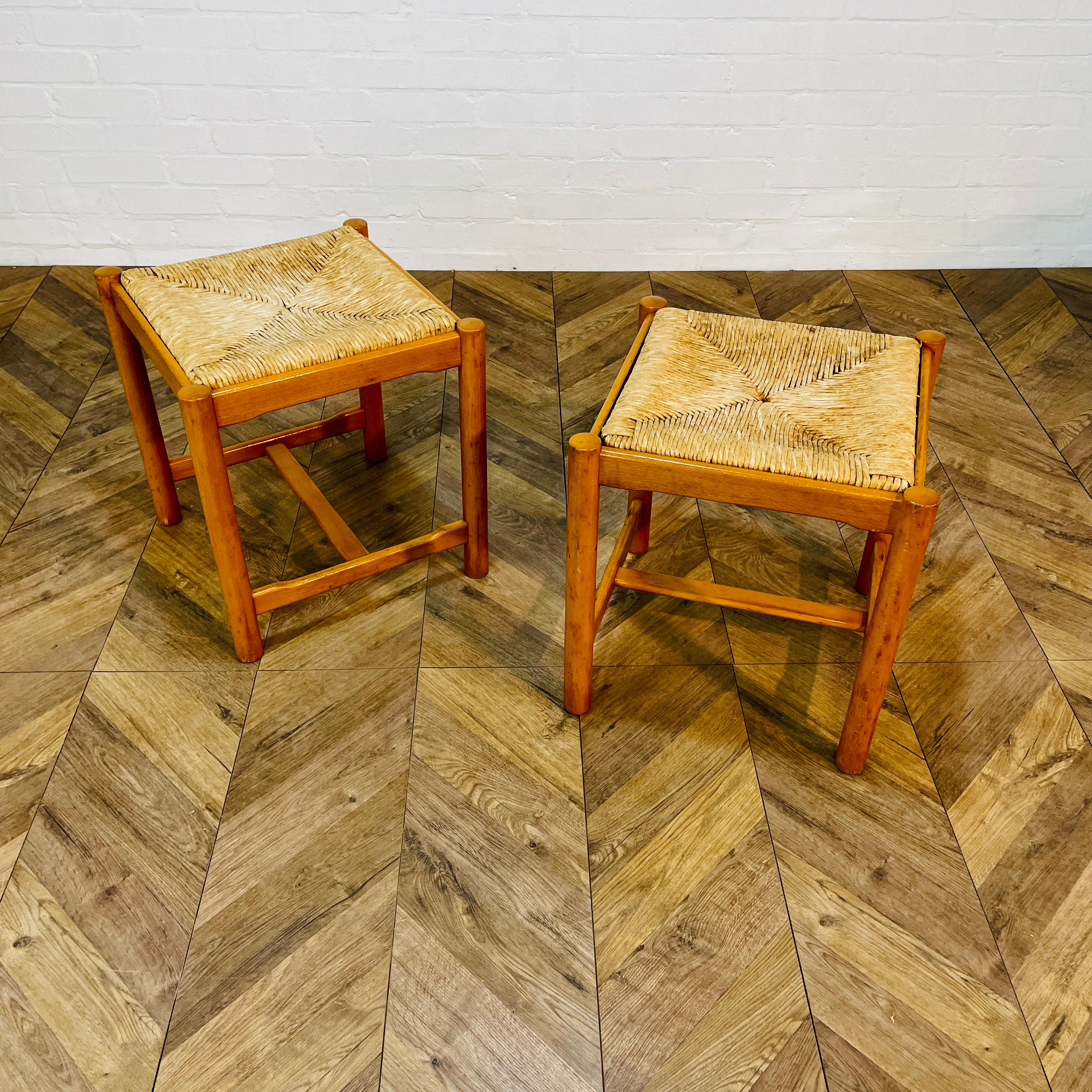 Late 20th Century Vintage Mid Century Italian Stools, After Vico Magistretti, Set of 2, circa 1970 For Sale