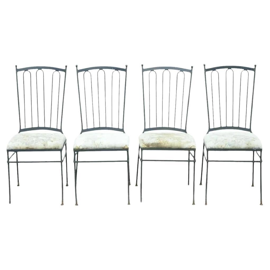 Vintage Mid Century ItalianVi Modern Wrought Iron Patio Dining Chairs - Set of 4