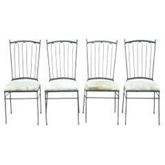 Vintage Mid Century ItalianVi Modern Wrought Iron Patio Dining Chairs - Set of 4
