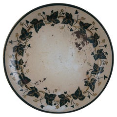 Vintage Mid-Century Ivy Leaf Vine Round Toleware Metal Tray Centerpiece 19