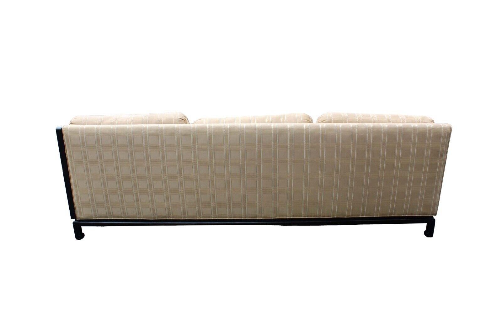 Fabric Vintage Mid Century James Mont 2 Piece Asian Style Lacquered Sectional Sofa For Sale