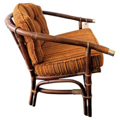 Sillón vintage de mediados de siglo John Wisner para Ficks Reed con respaldo de herradura de bambú