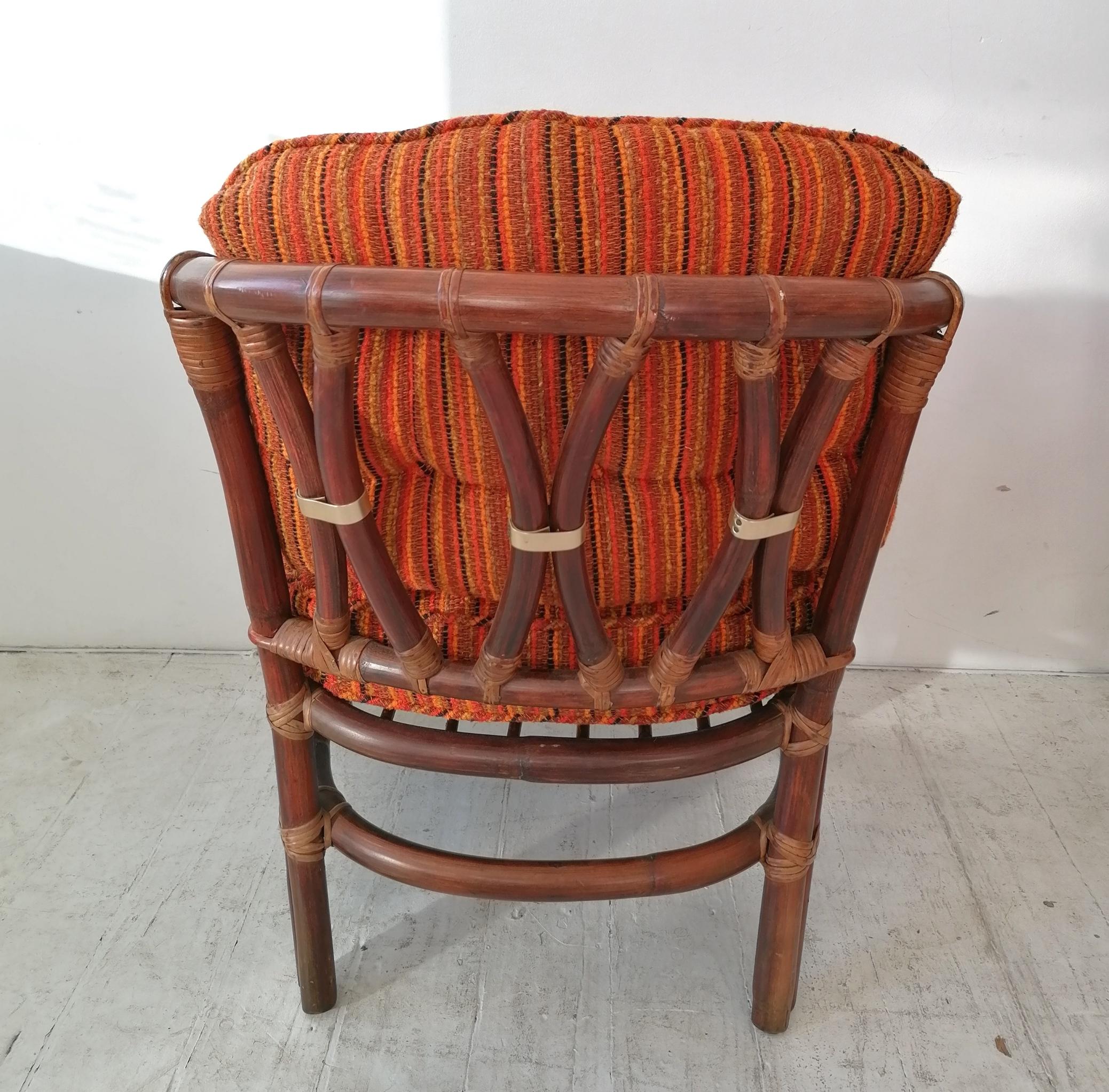 Mid-Century moderno Poltrona a ferro di cavallo in bambù di John Wisner For Ficks Reed, vintage, metà secolo. in vendita