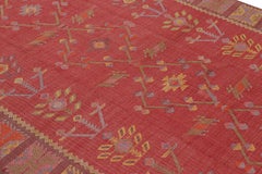 Vintage Mid-Century Kilim Rug in Red All-Over Geometric Pattern by Rug & Kilim