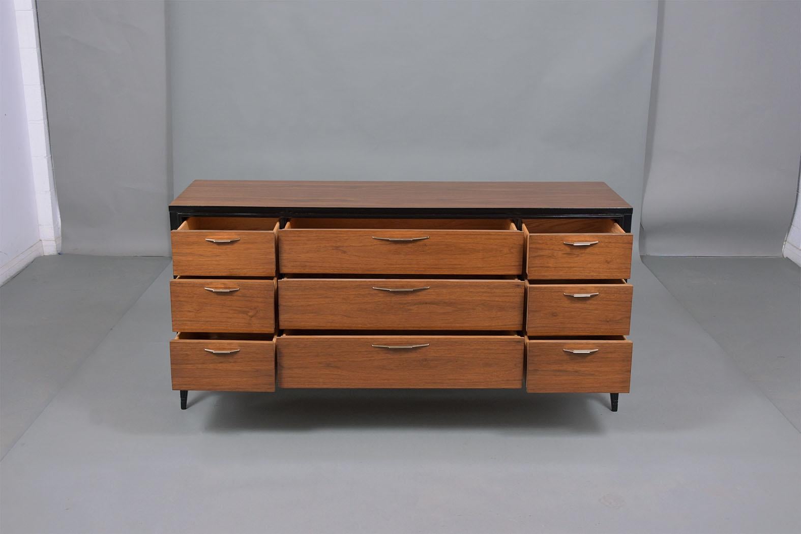 Stained Vintage Mid-Century Modern Lacquered Dresser