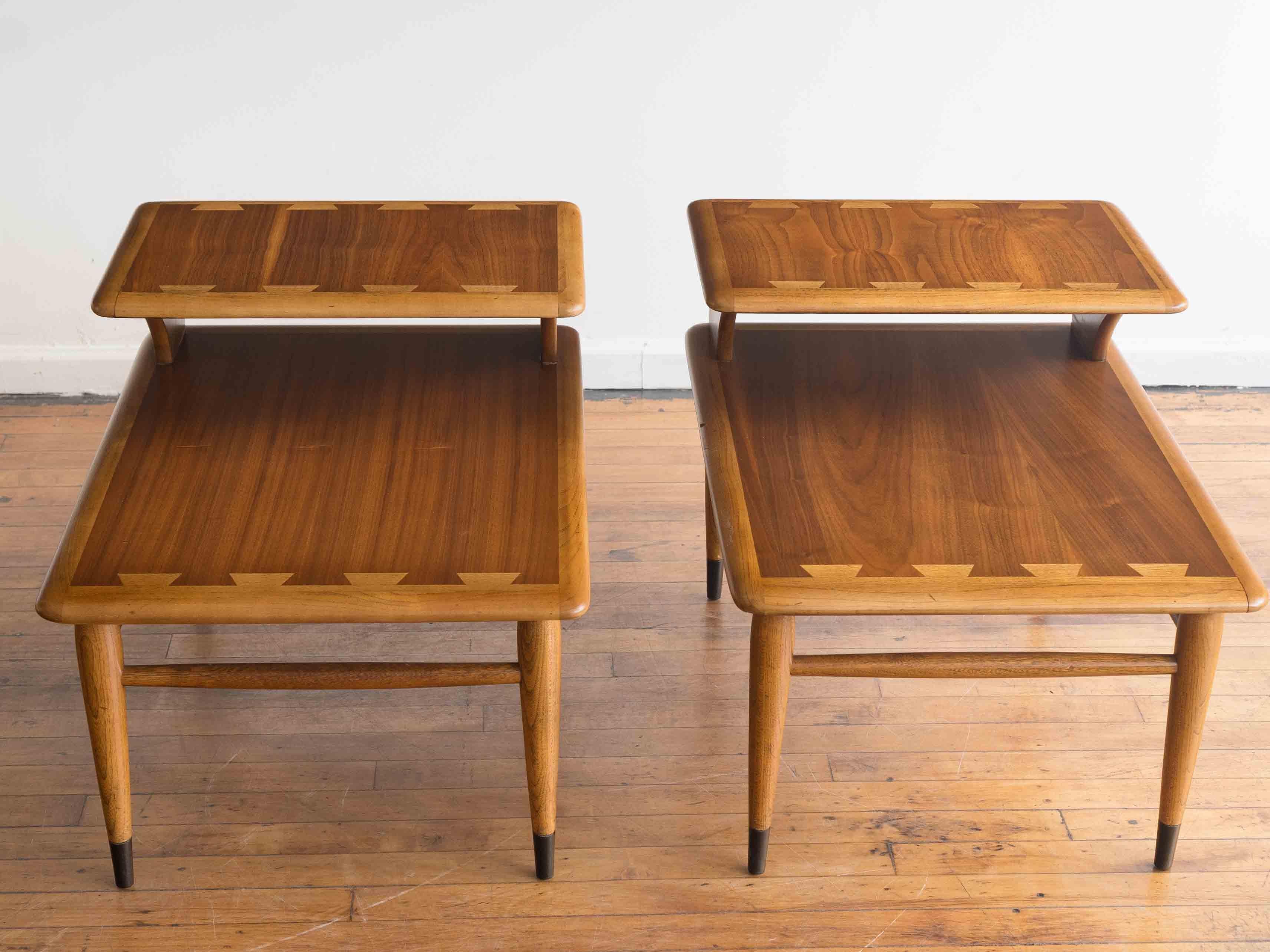 Mid-Century Modern Vintage Mid Century Lane Acclaim Walnut Step Tables / End Tables For Sale