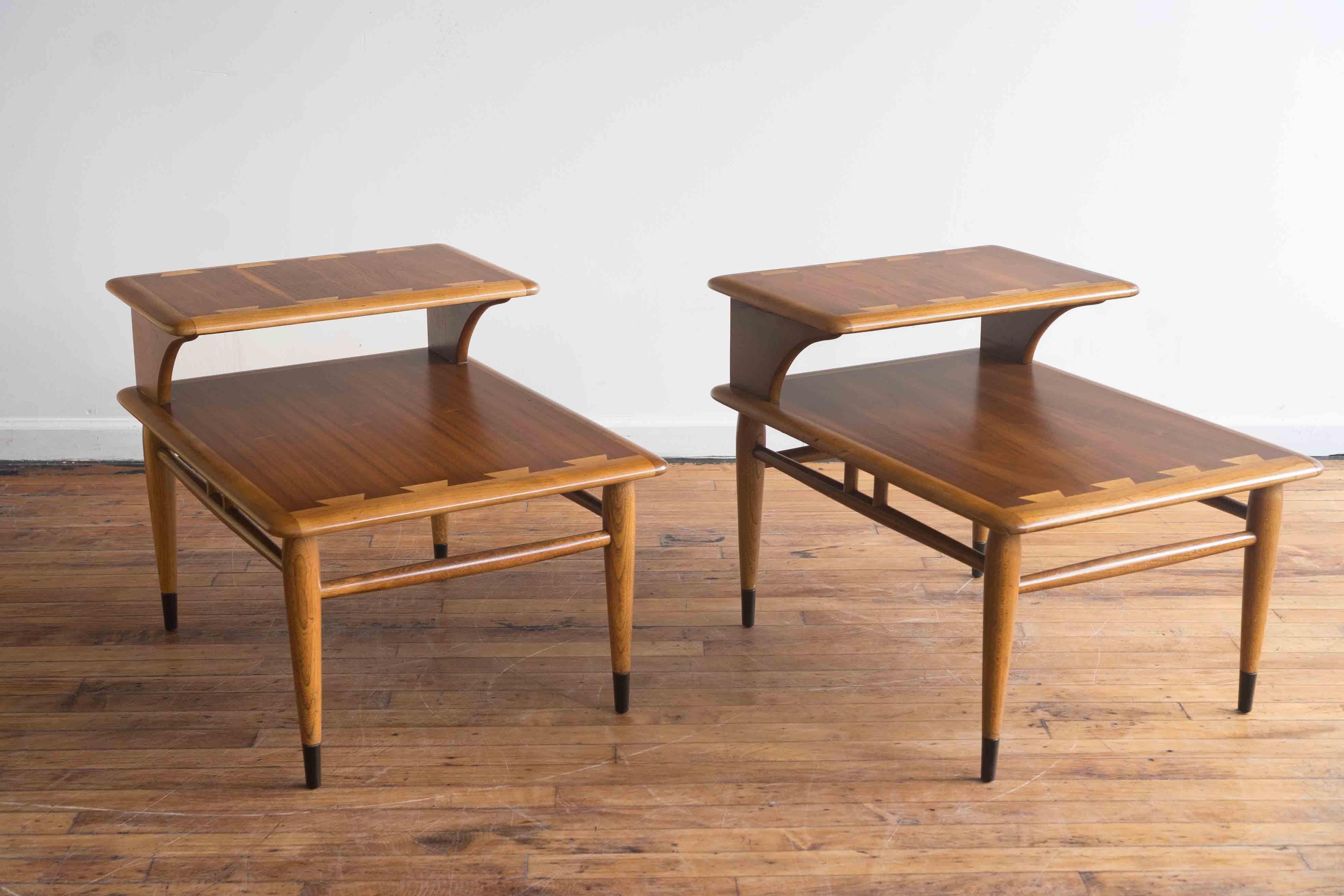 Vintage Mid Century Lane Acclaim Walnut Step Tables / End Tables For Sale 2