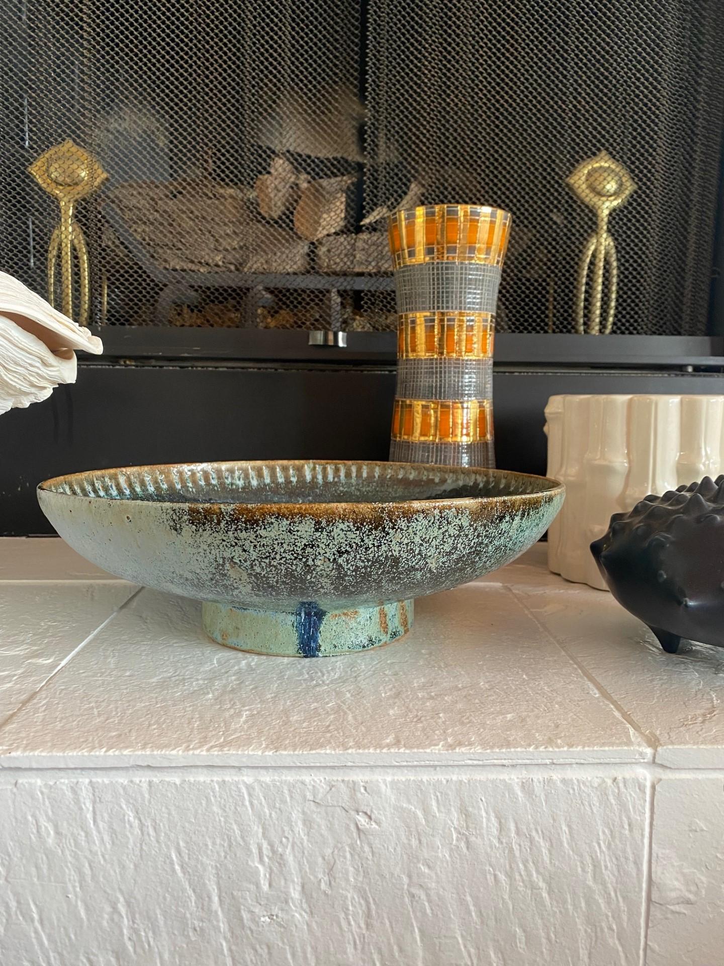 Vintage Mid-Century Large Ceramic Bowl in the style of Joel Edwards California 4