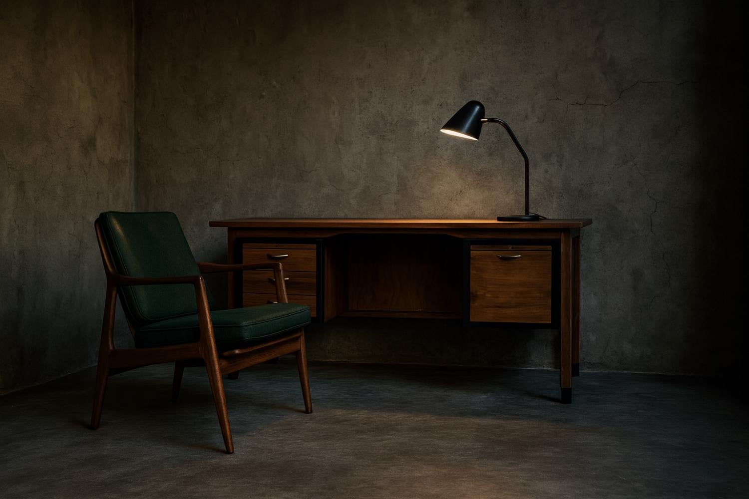 Vintage Mid-Century Large Danish Modern Brown Teak Desk, 1960s en vente 9