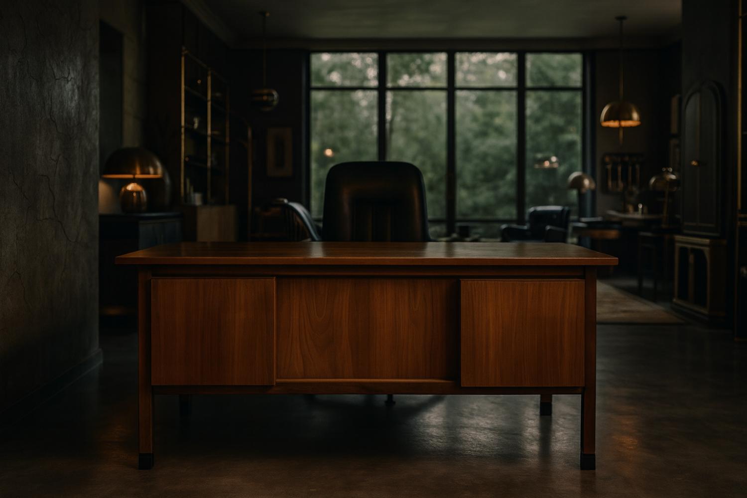 Vintage Mid-Century Large Danish Modern Brown Teak Desk, 1960s en vente 10