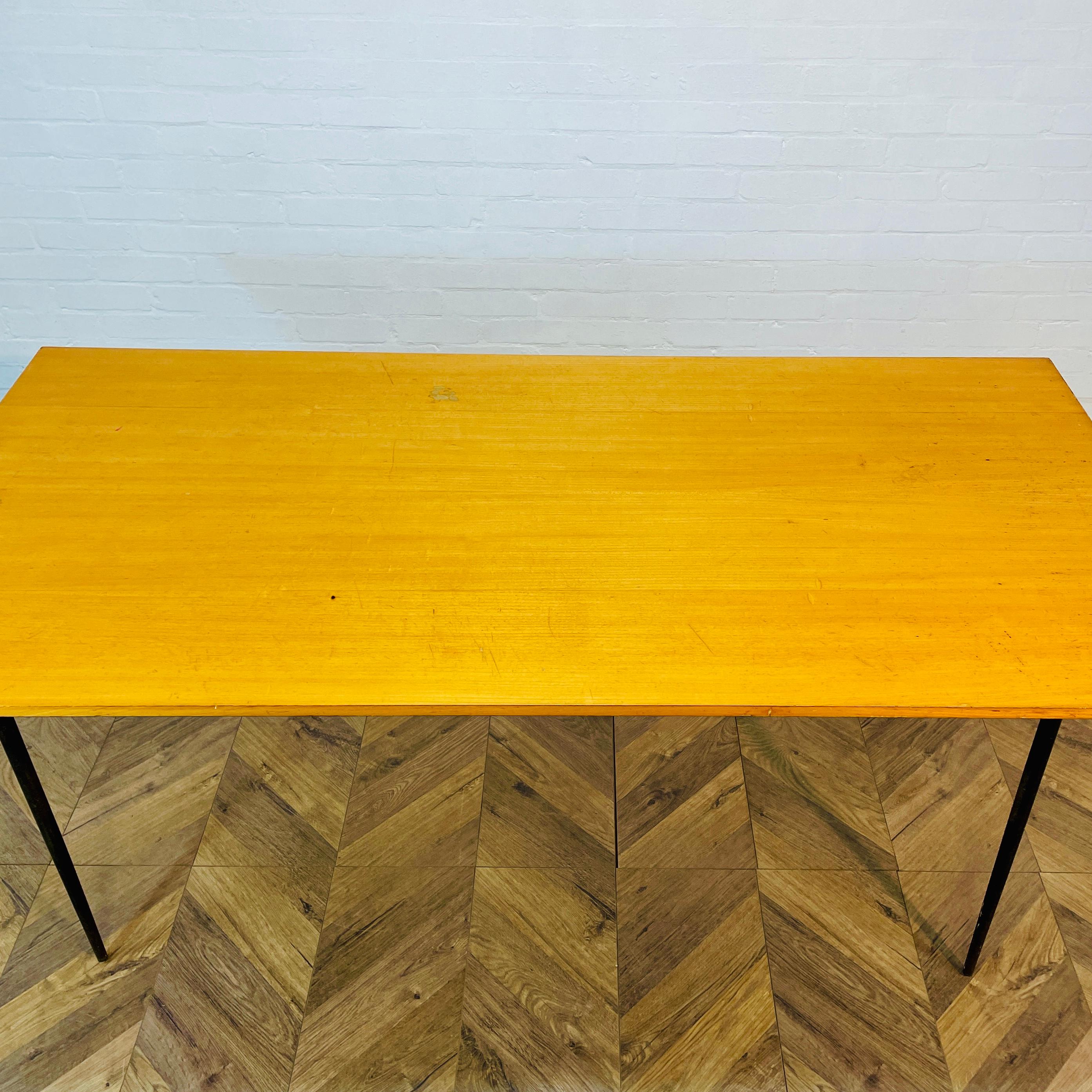 British Vintage Mid-Century Large Former Lab Table, Steel Frame, 1970s For Sale