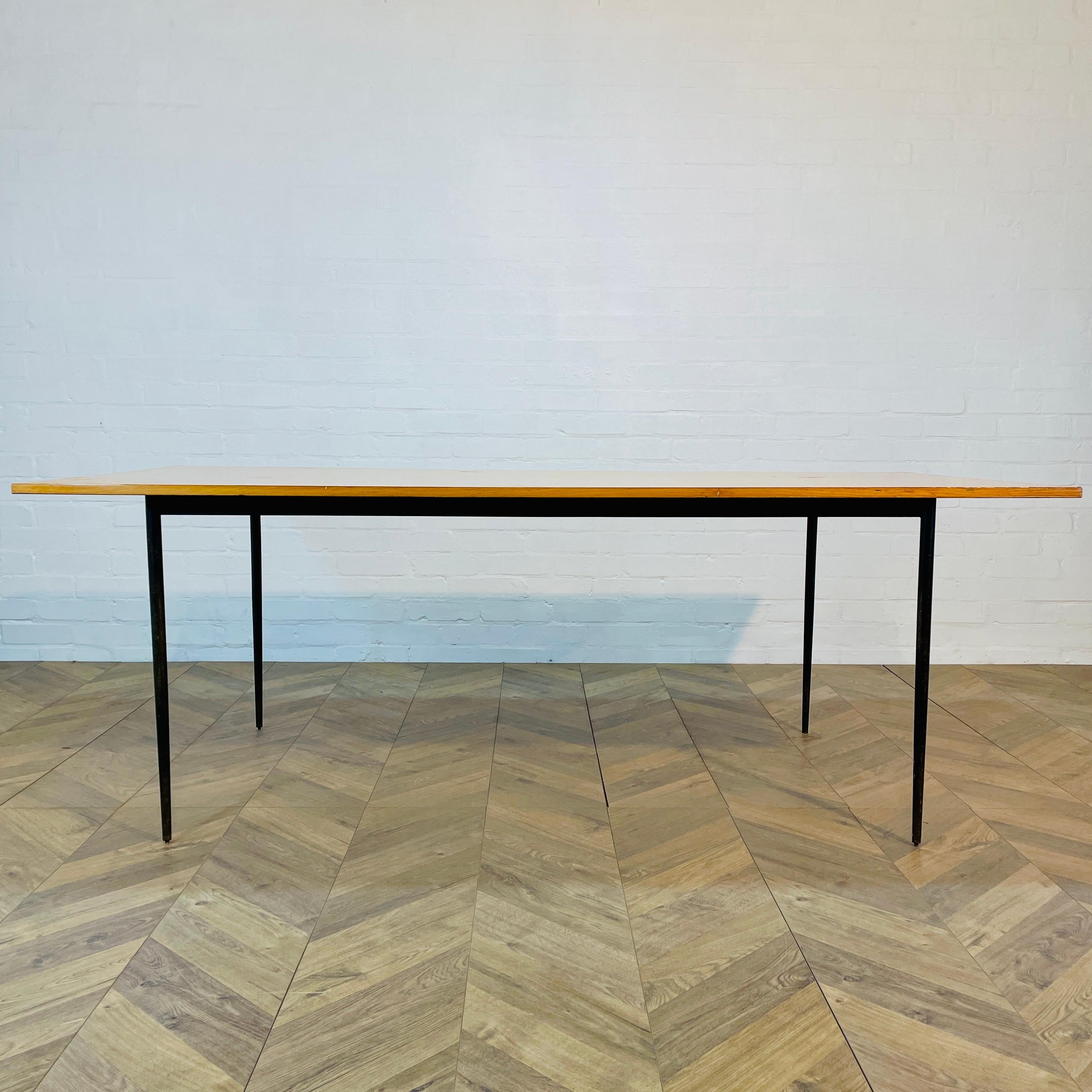 Late 20th Century Vintage Mid-Century Large Former Lab Table, Steel Frame, 1970s For Sale