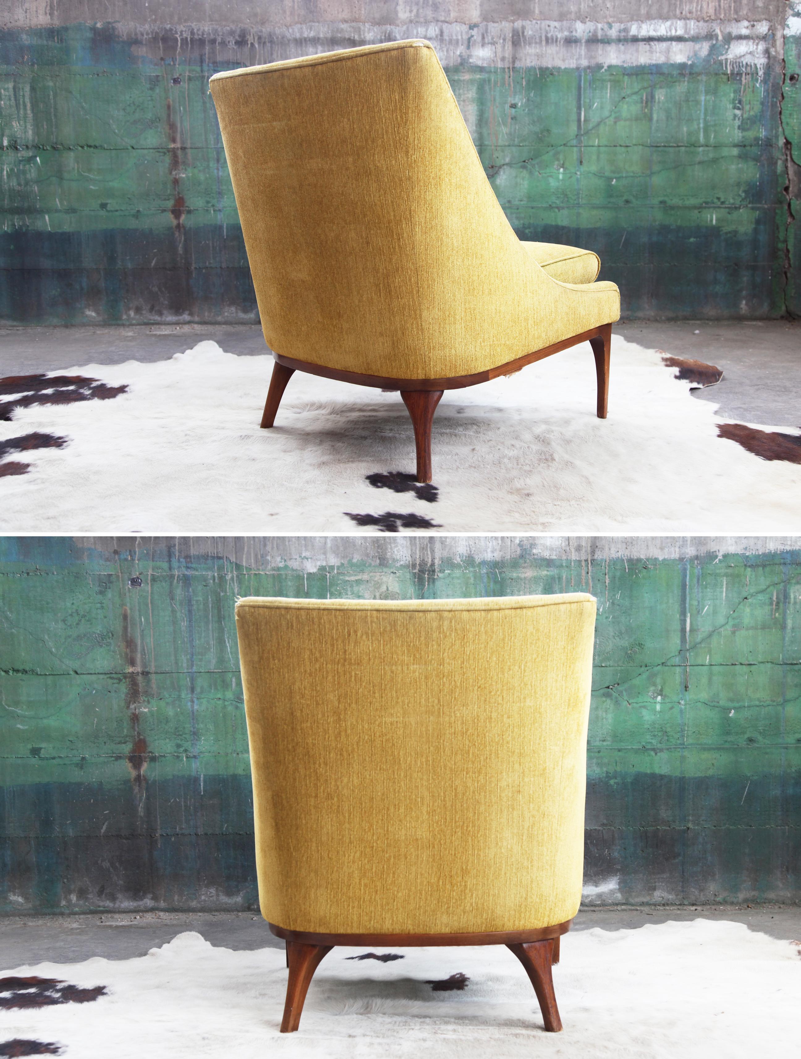 20th Century Vintage Mid Century Lawrence Yellow Peabody Club Chair For Sale