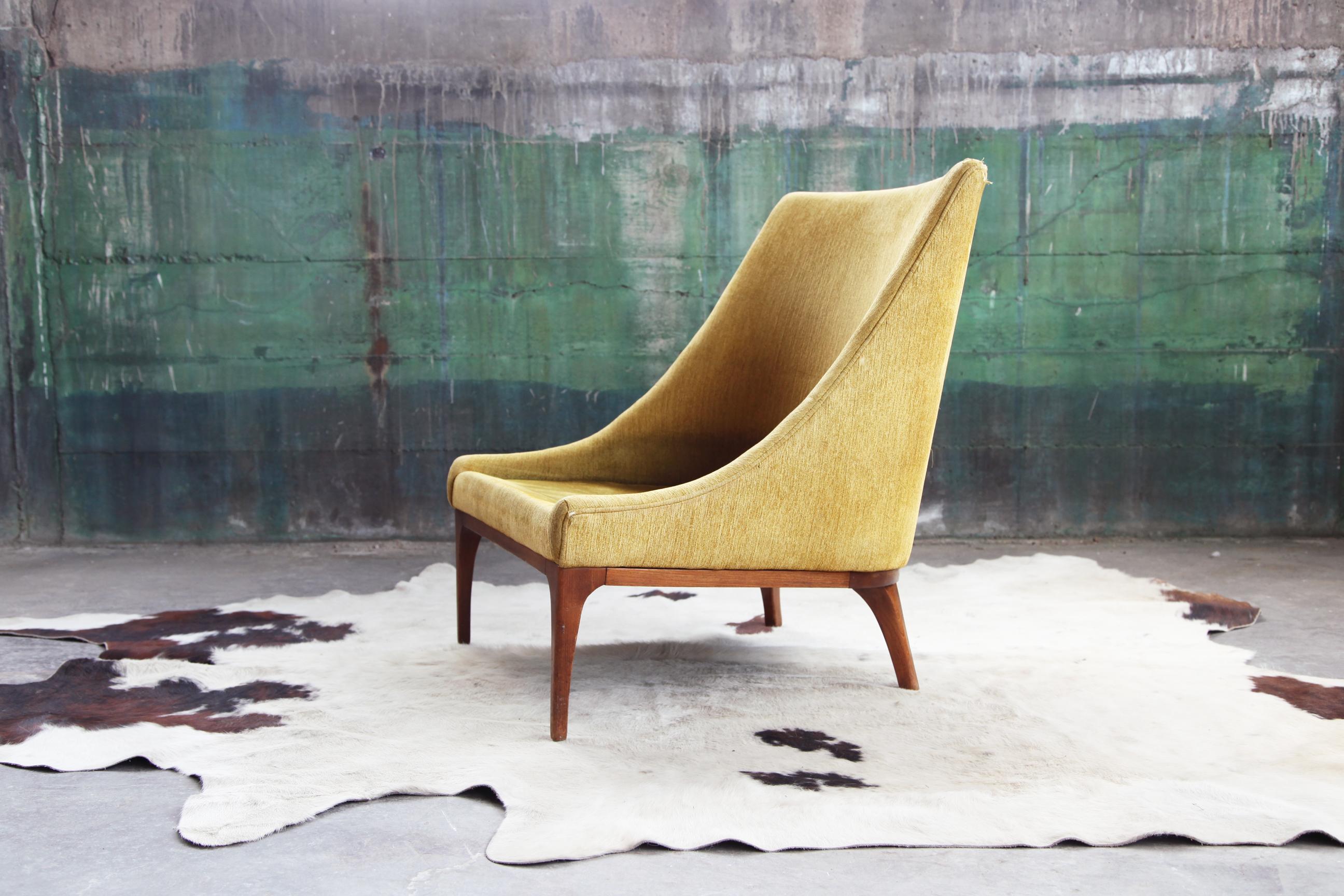 Vintage Mid Century Lawrence Yellow Peabody Club Chair For Sale 2