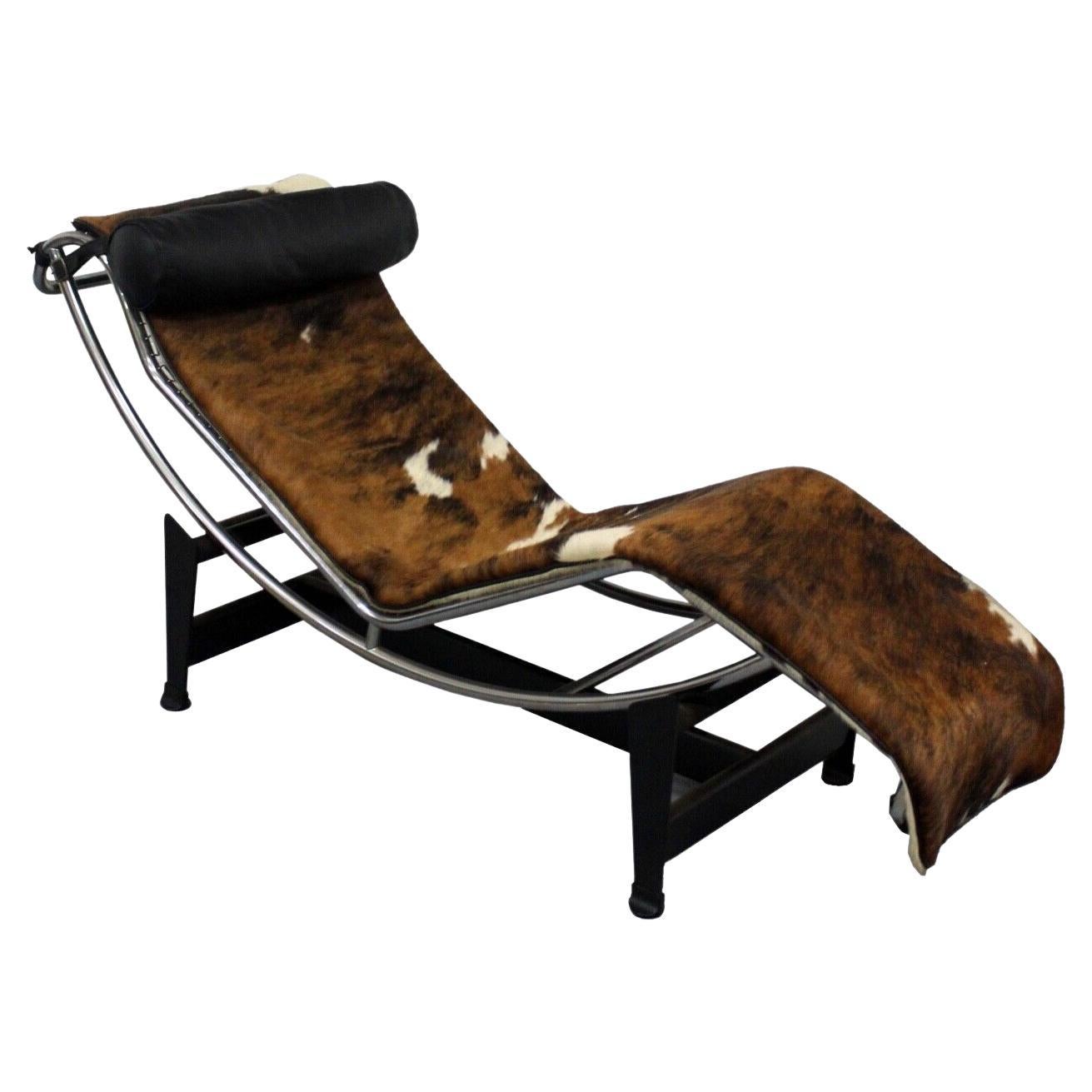 Vintage Mid Century LC4 Le Corbusier Cassina Ponyhair Chair Chaise Lounge
