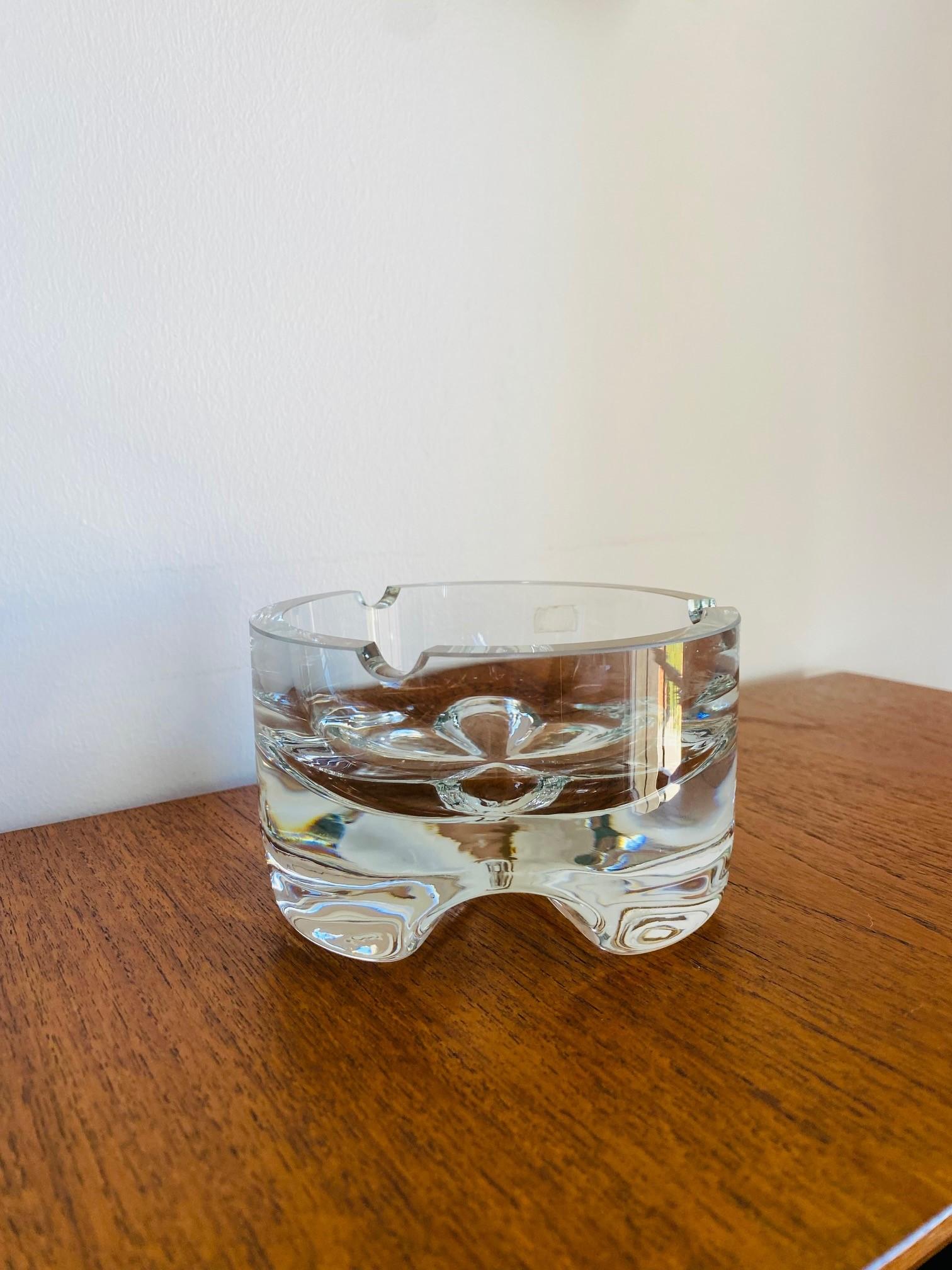 Mid-Century Modern Vintage Mid-Century Lead Crystal Ashtray Bowl Made in Poland For Sale