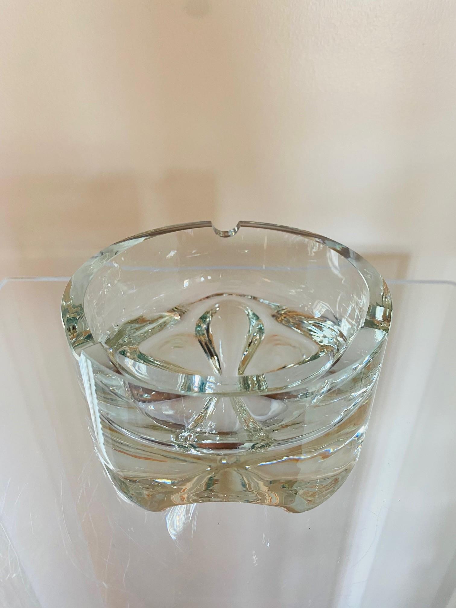 Milieu du XXe siècle Vintage Mid-Century Lead Crystal Ashtray Bowl Made in Poland en vente