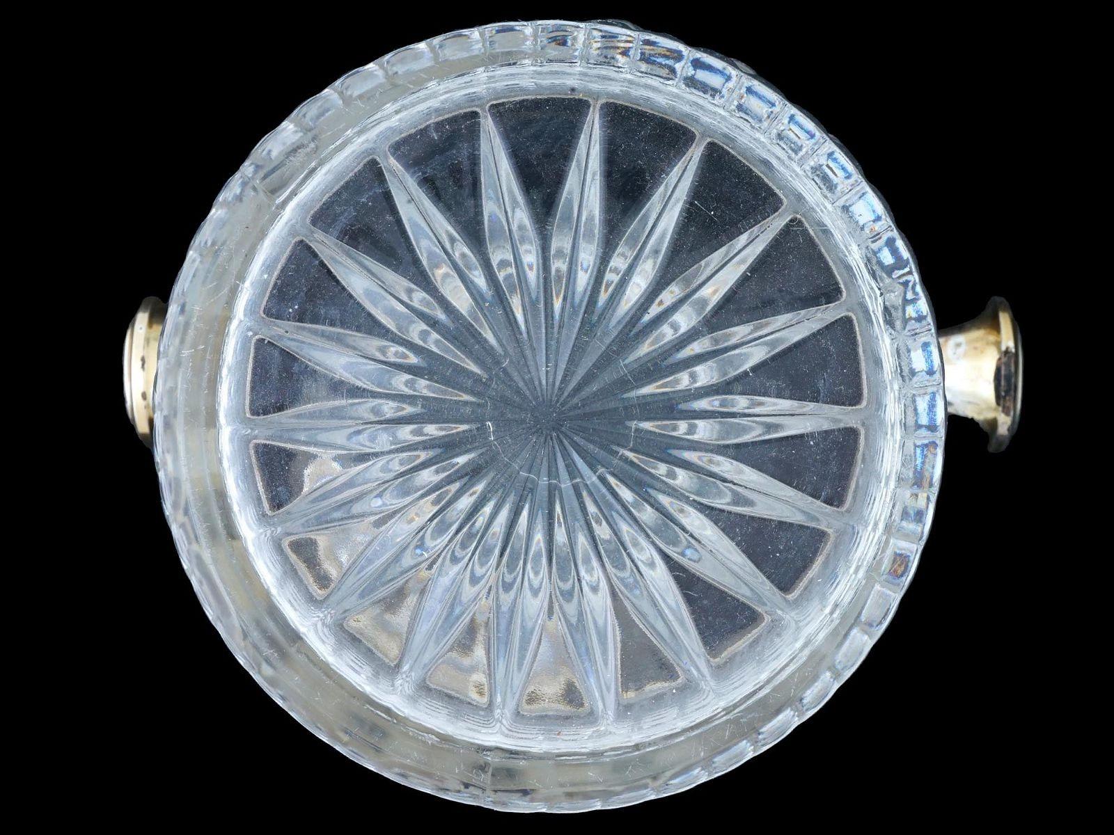 Seau à glace vintage du milieu du siècle dernier en verre plombé plaqué argent en vente 1