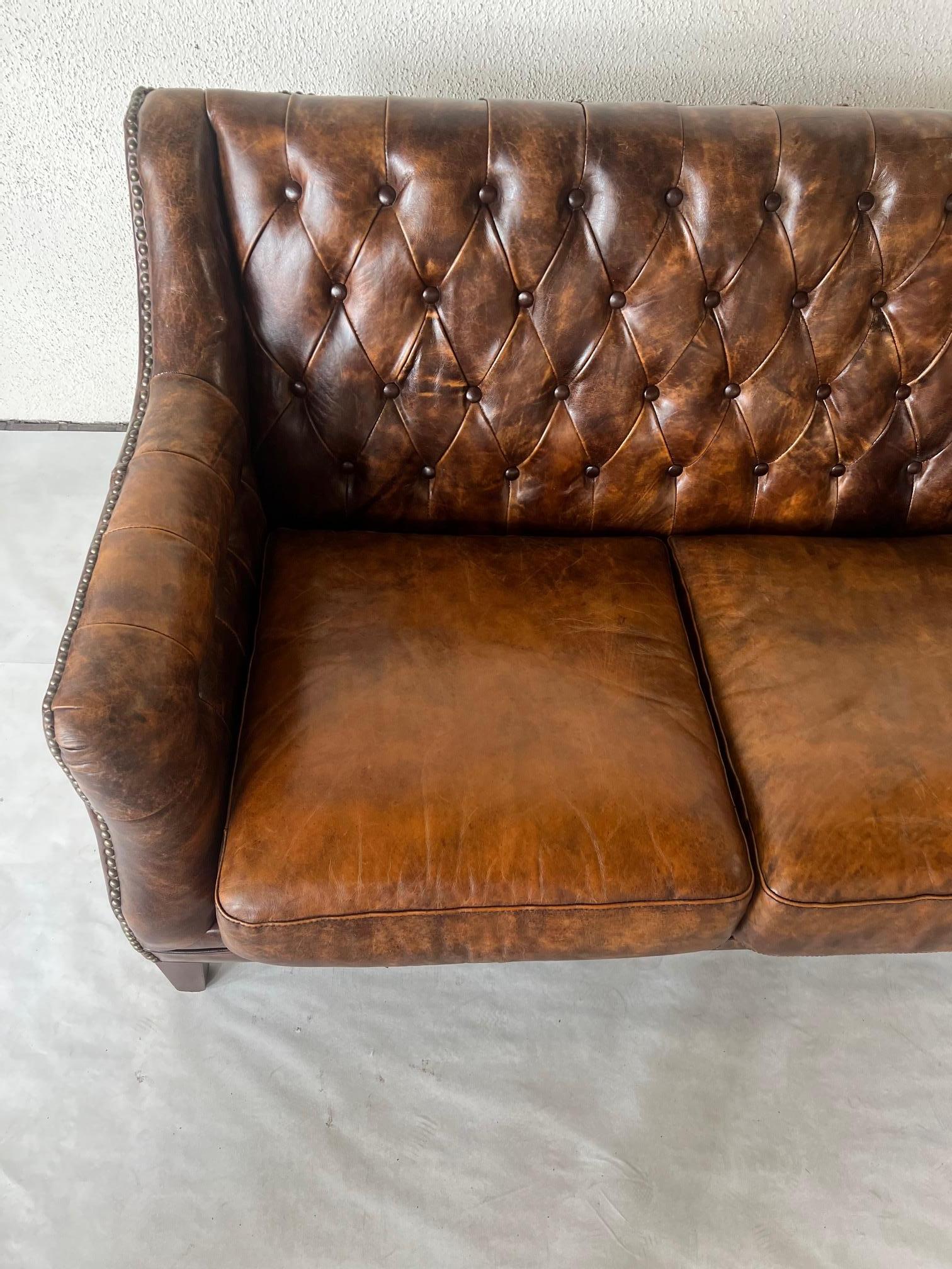 Vintage Mid-Century Leather Settee  1